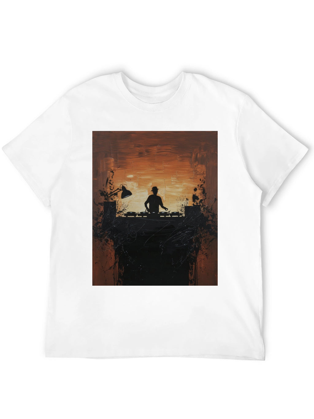 DJ Silhouette Graphic Print Crew Neck Tee