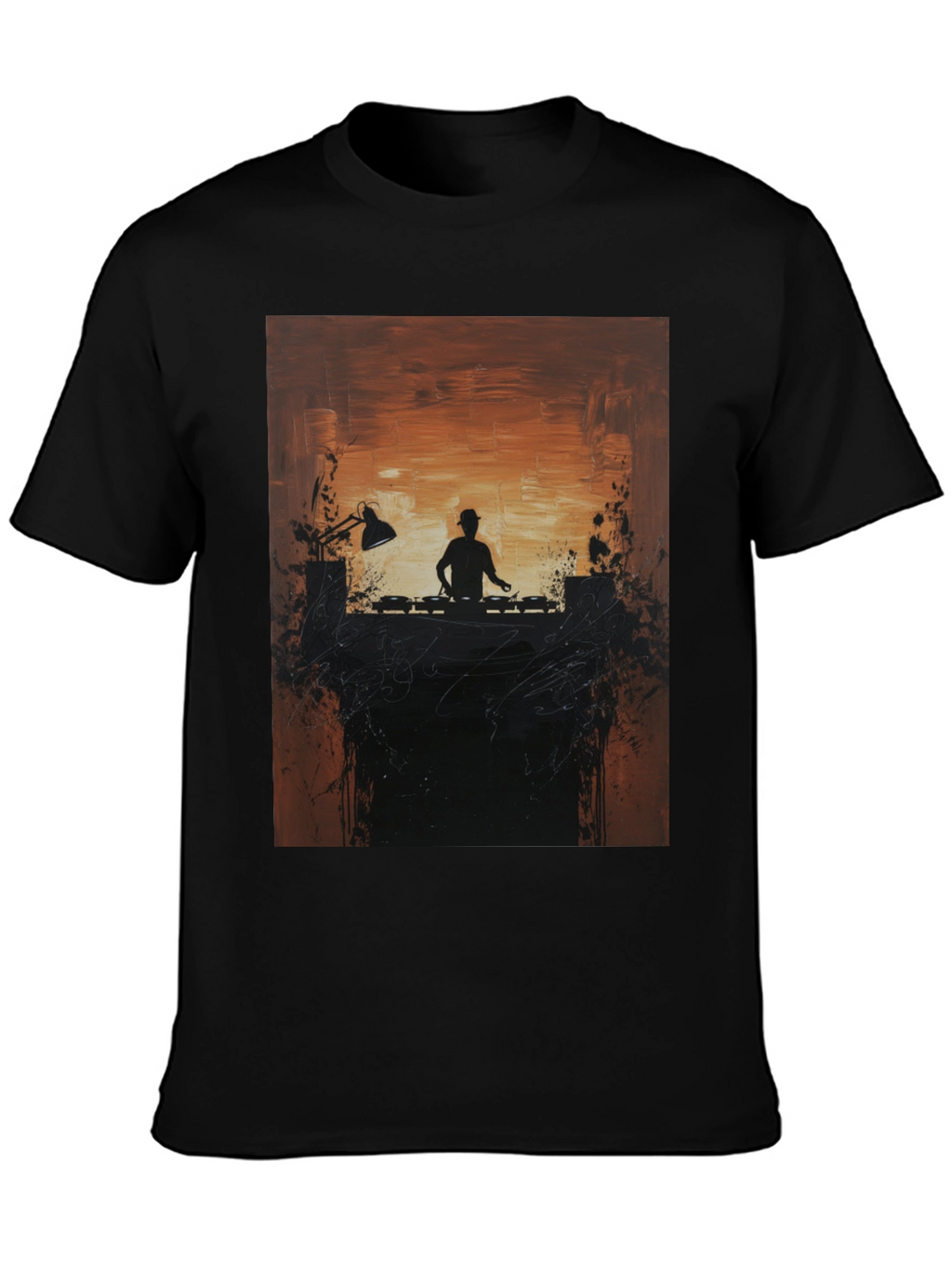 DJ Silhouette Graphic Print Crew Neck Tee