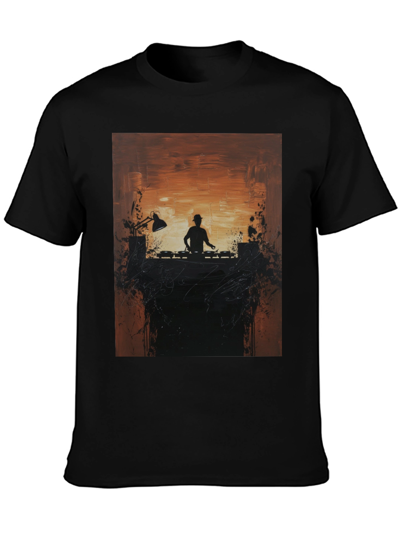 DJ Silhouette Graphic Print Crew Neck Tee