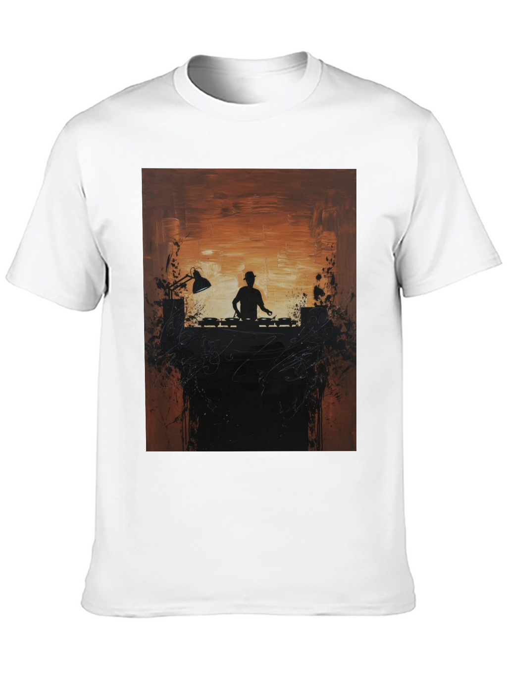 DJ Silhouette Graphic Print Crew Neck Tee
