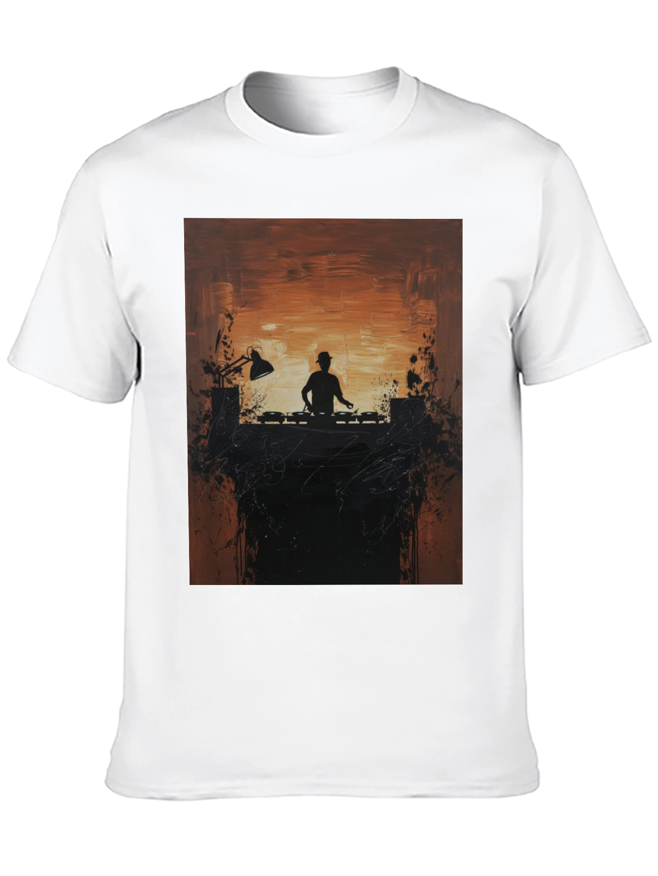 DJ Silhouette Graphic Print Crew Neck Tee
