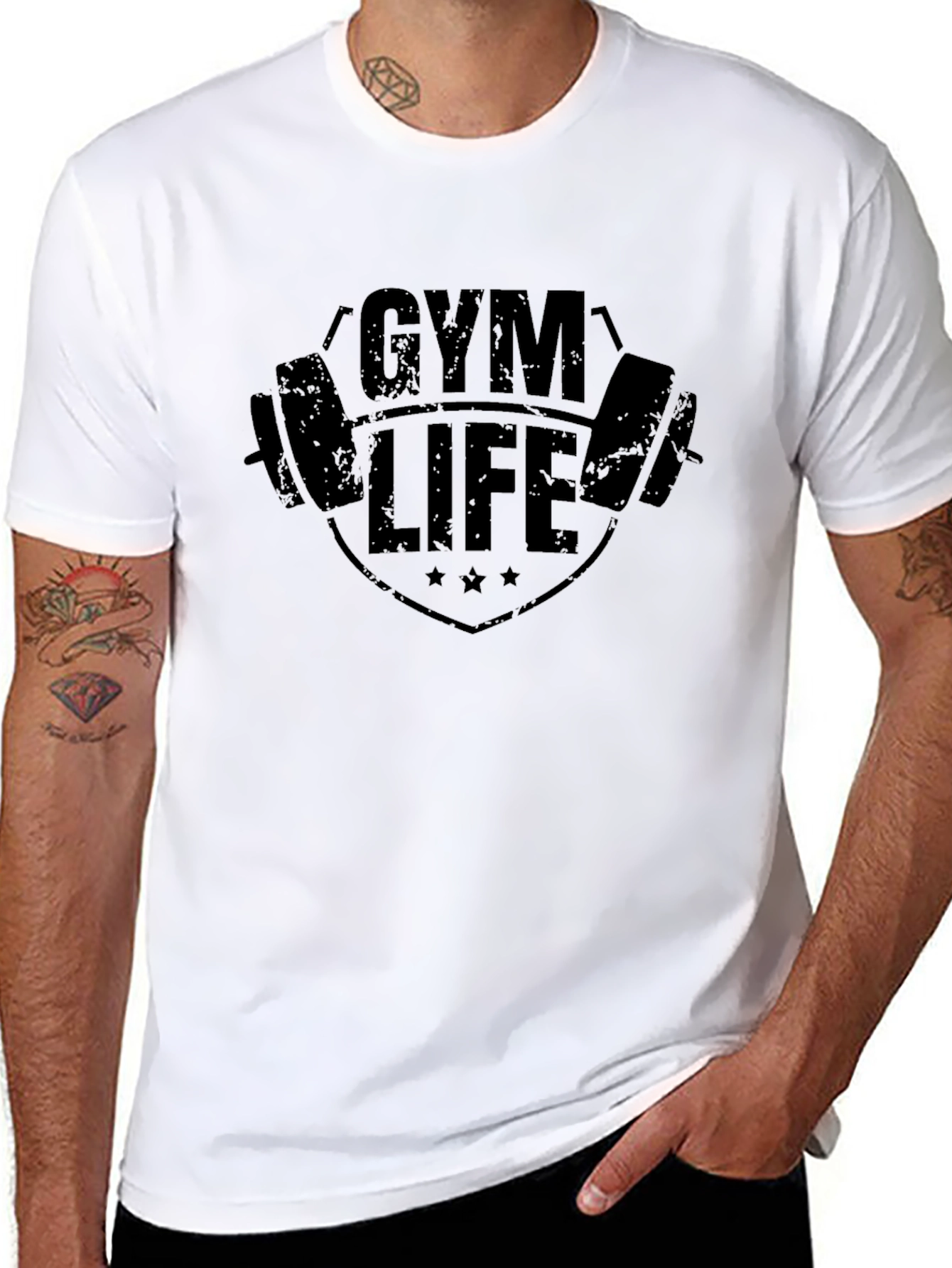 Gym Life Black Graphic Tee - Mens Fitness Shirt