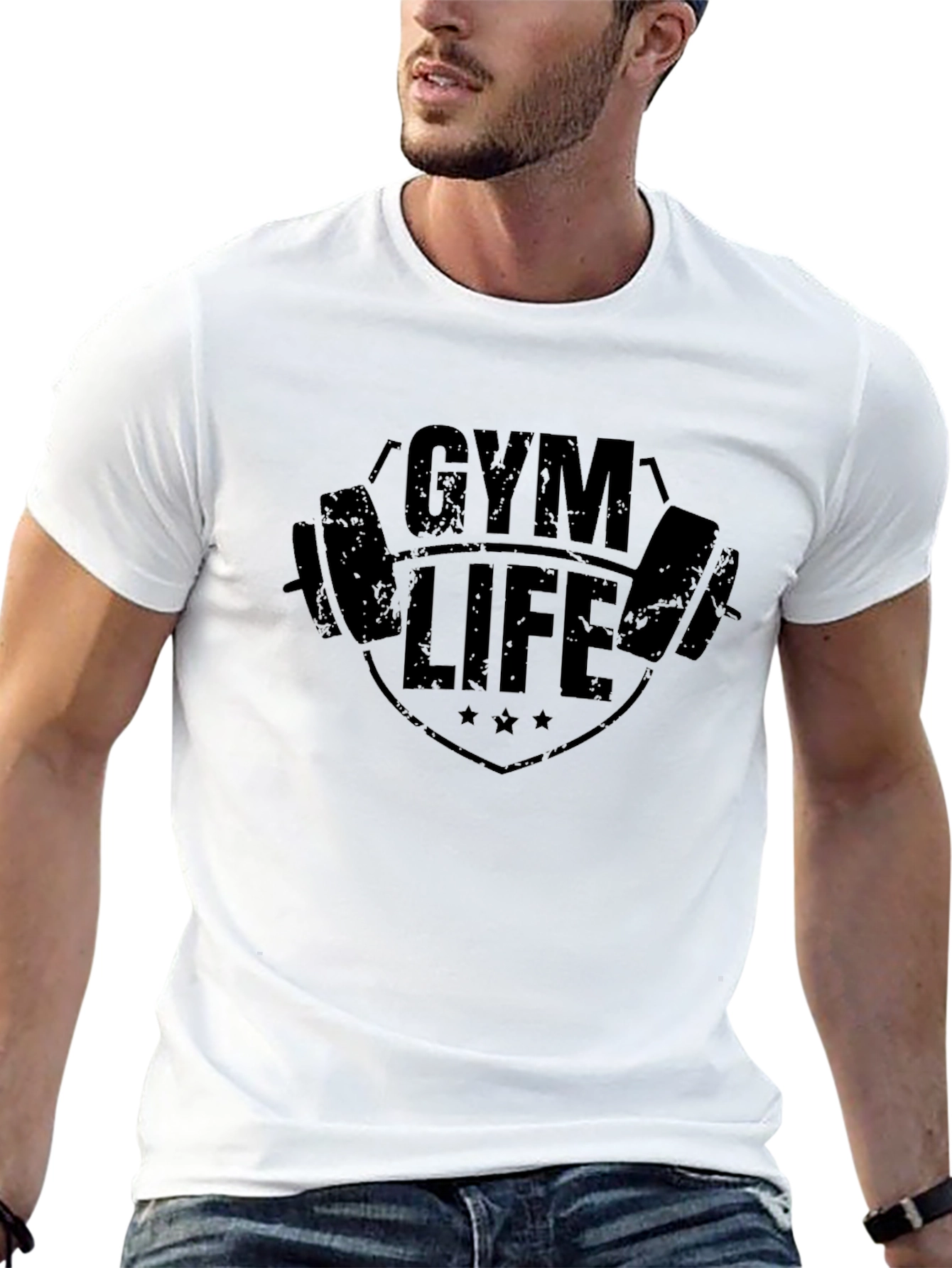Gym Life Black Graphic Tee - Mens Fitness Shirt