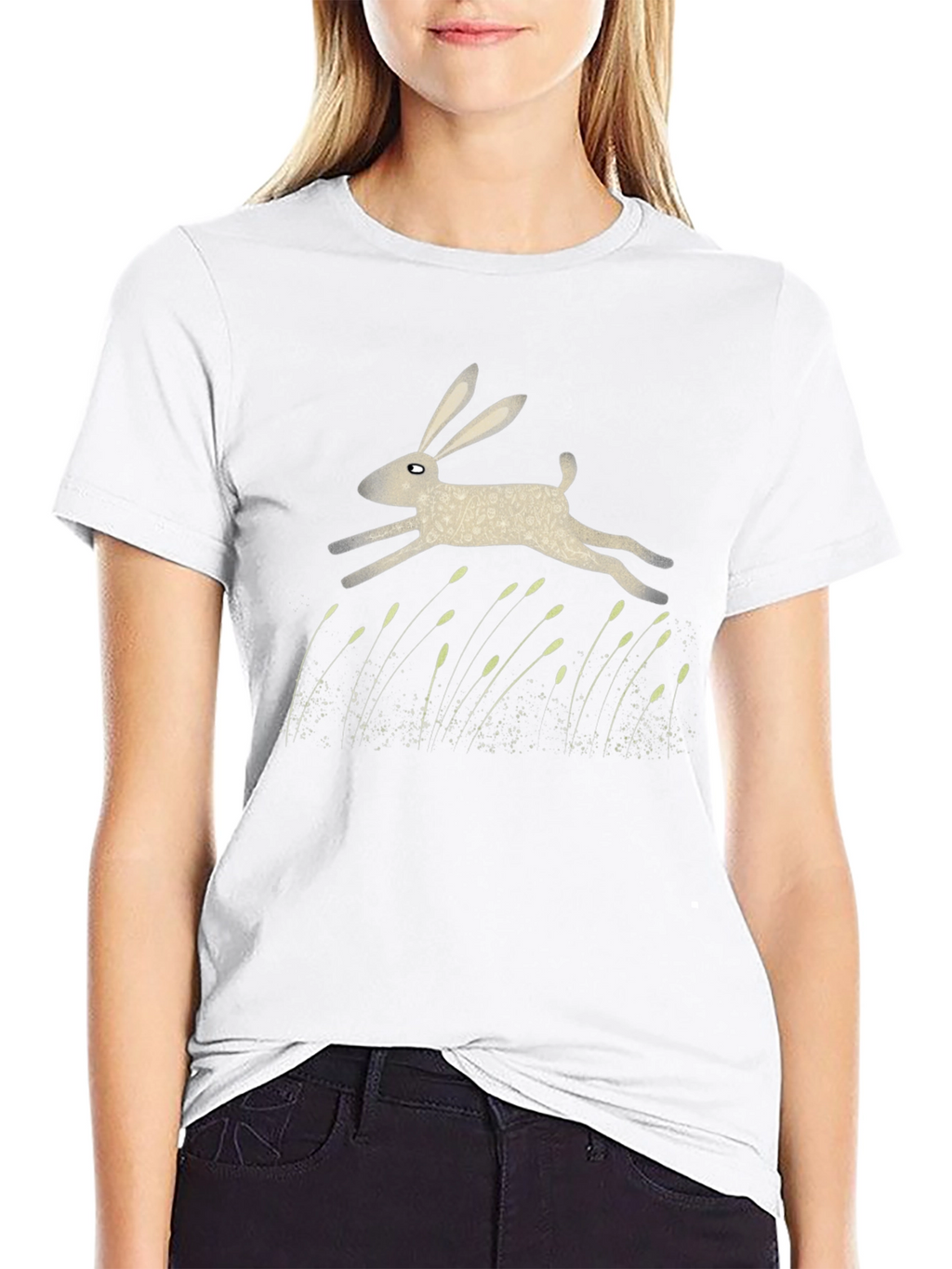 Hare Graphic Print Black T-Shirt