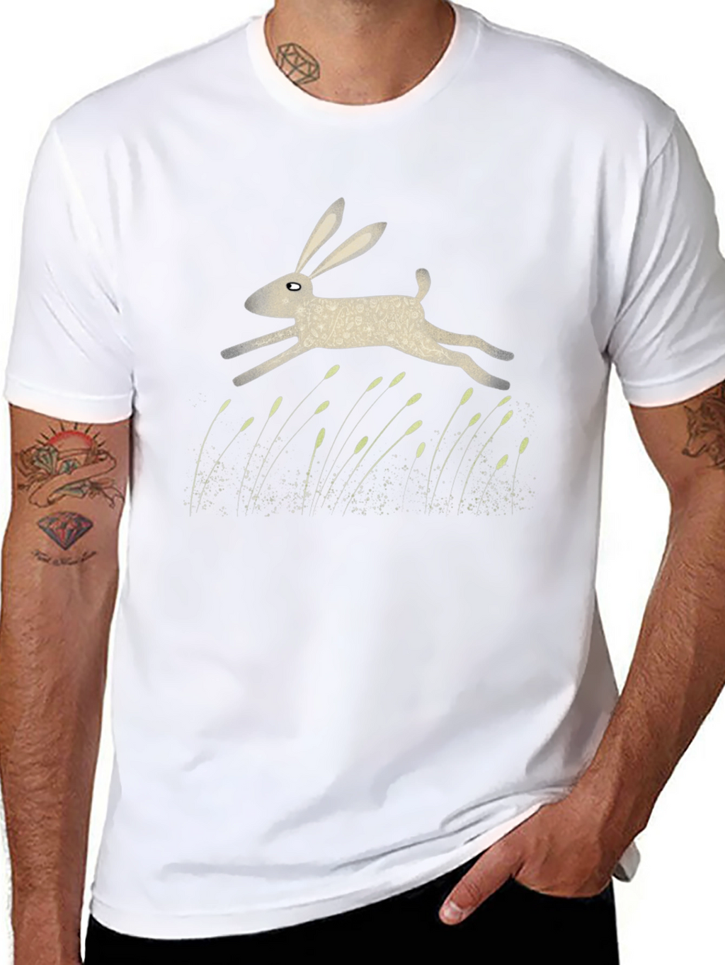 Hare Graphic Print Black T-Shirt