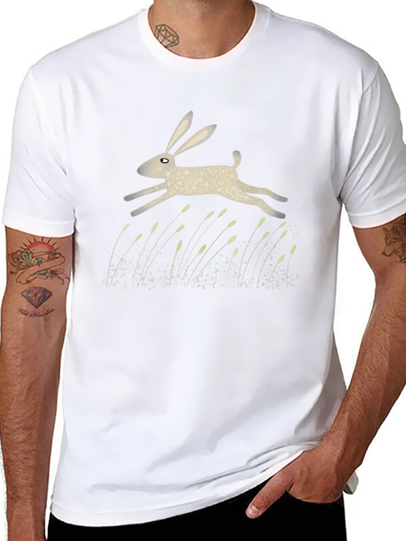 Hare Graphic Print Black T-Shirt