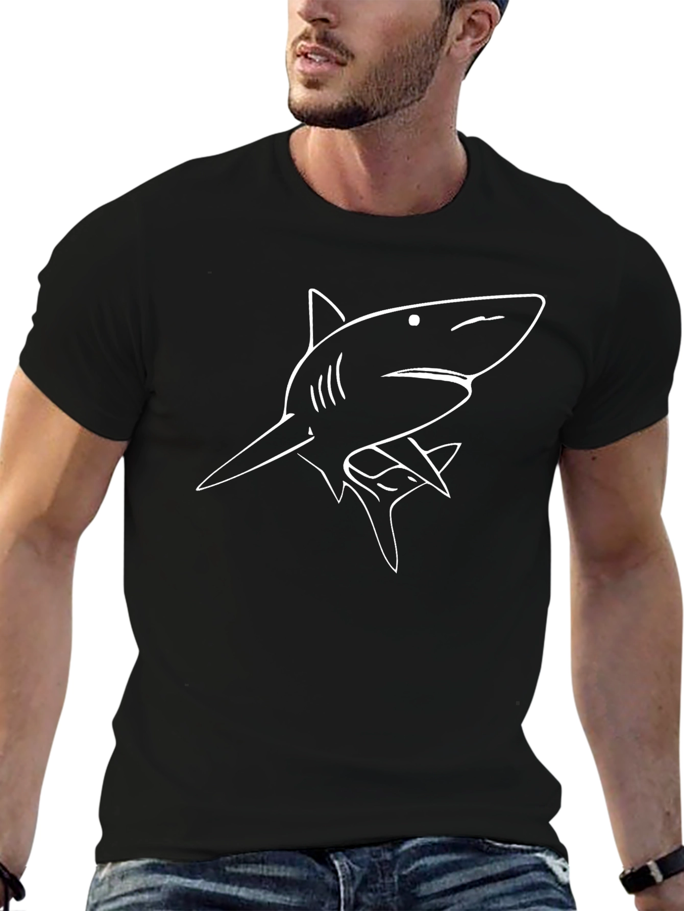 Shark Graphic Tee - Black Casual T-Shirt