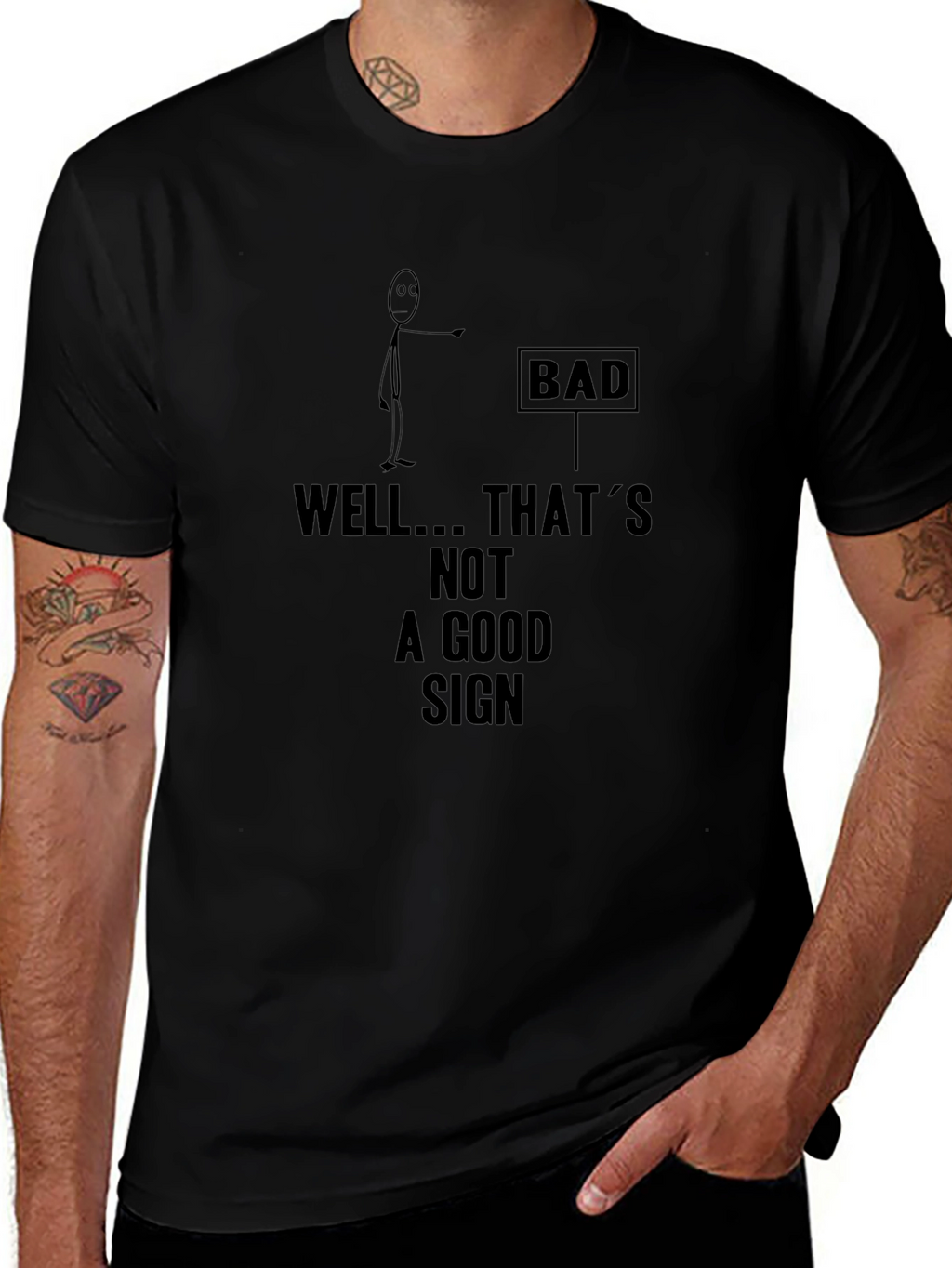 Humorous Bad Sign Graphic Print T-Shirt