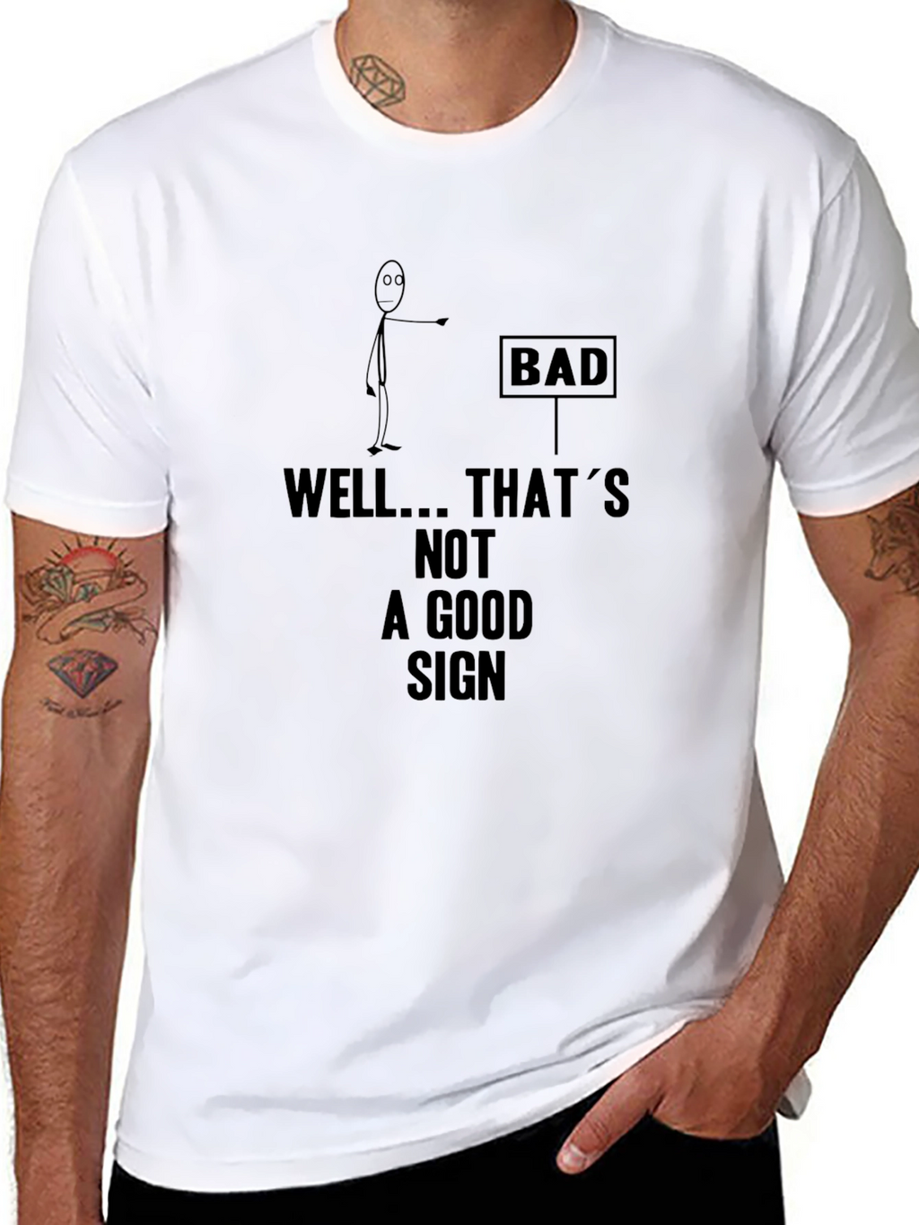 Humorous Bad Sign Graphic Print T-Shirt