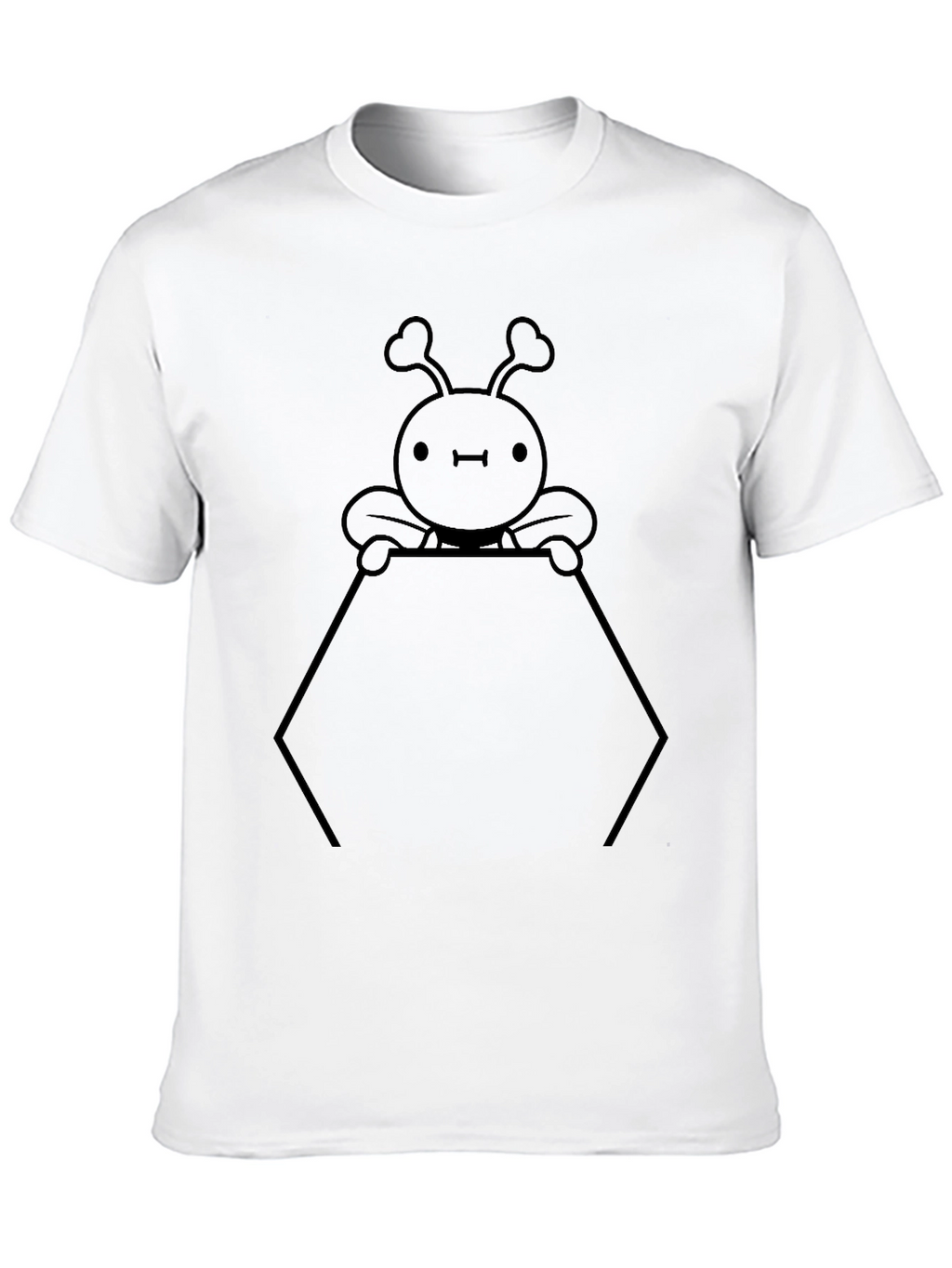 Cute Cartoon Bee Graphic Print Black T-Shirt
