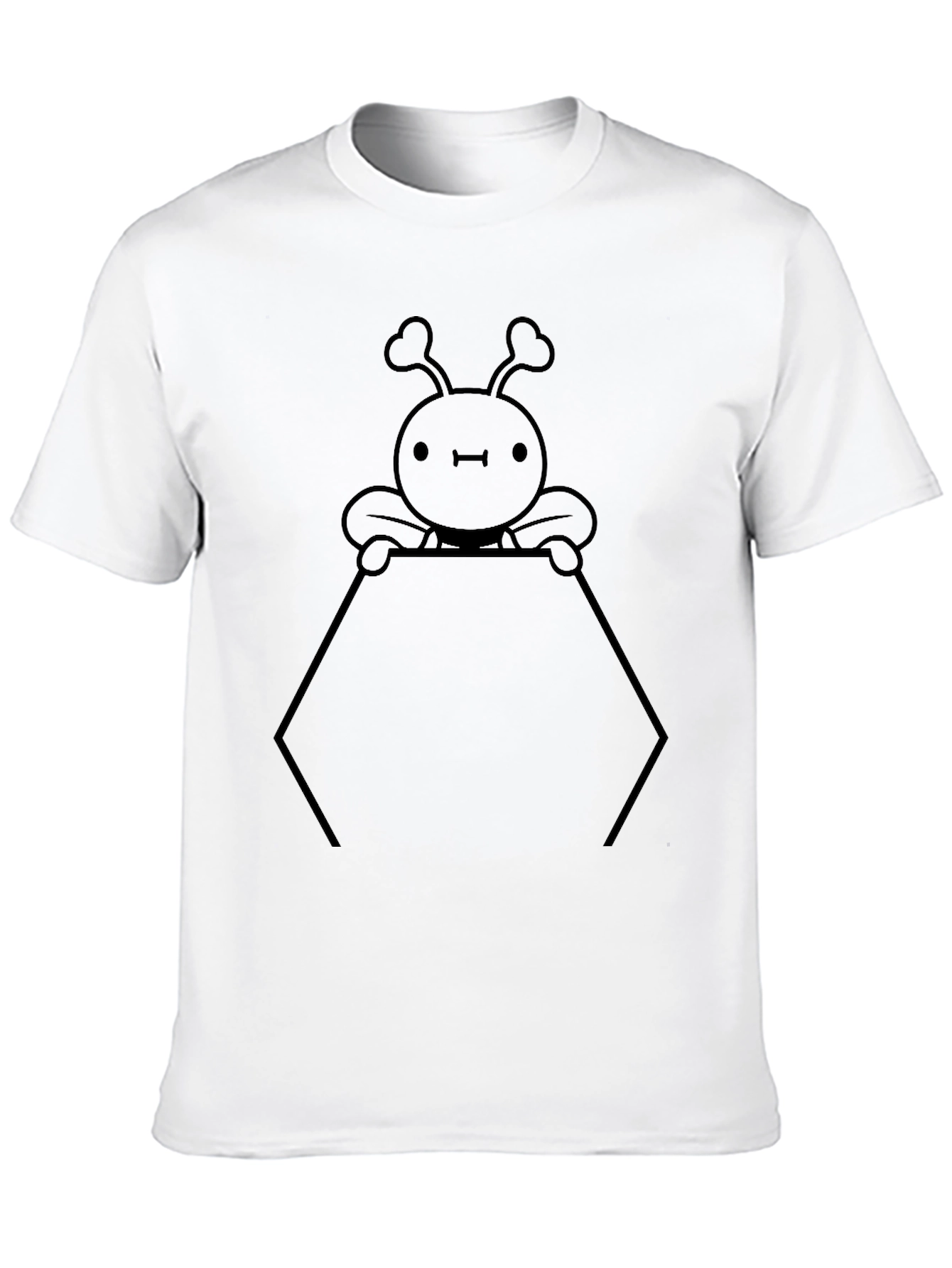 Cute Cartoon Bee Graphic Print Black T-Shirt