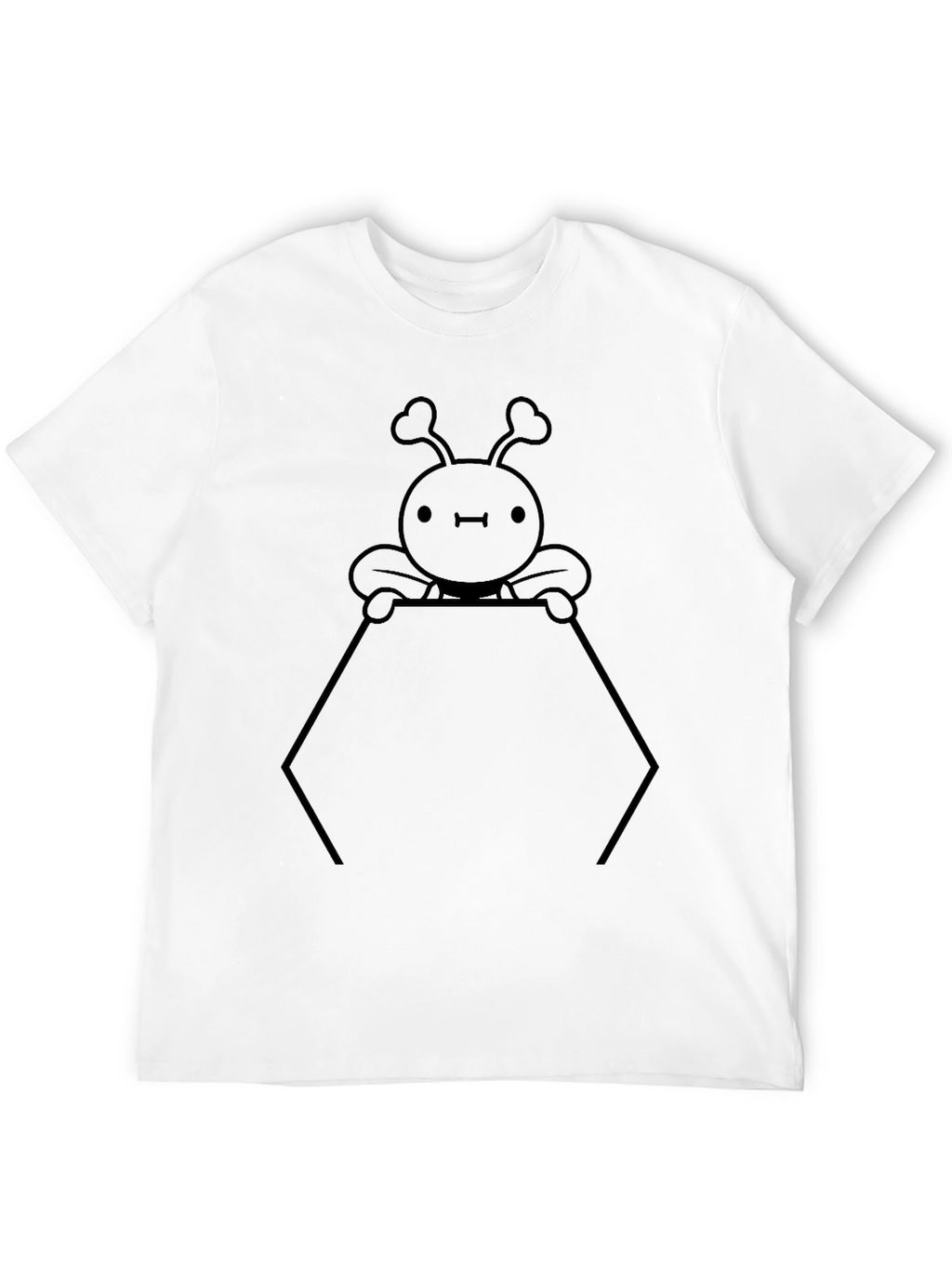 Cute Cartoon Bee Graphic Print Black T-Shirt