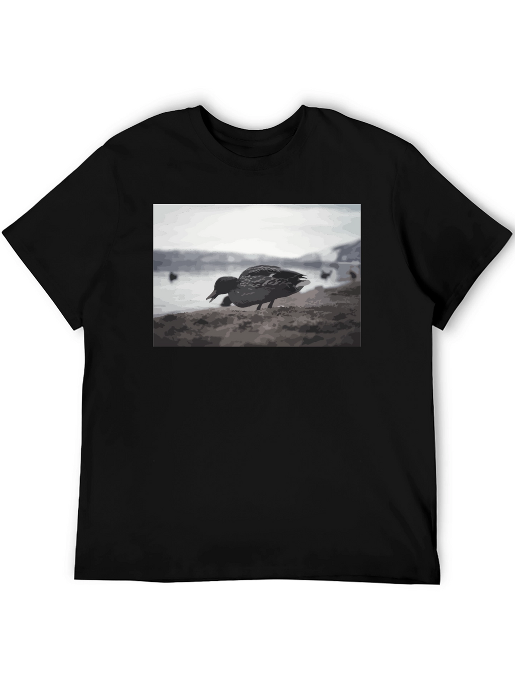 Duck on the Beach Black T-Shirt