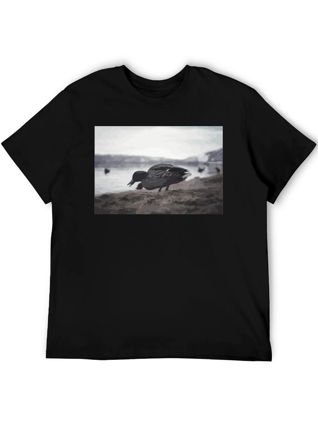 Duck on the Beach Black T-Shirt