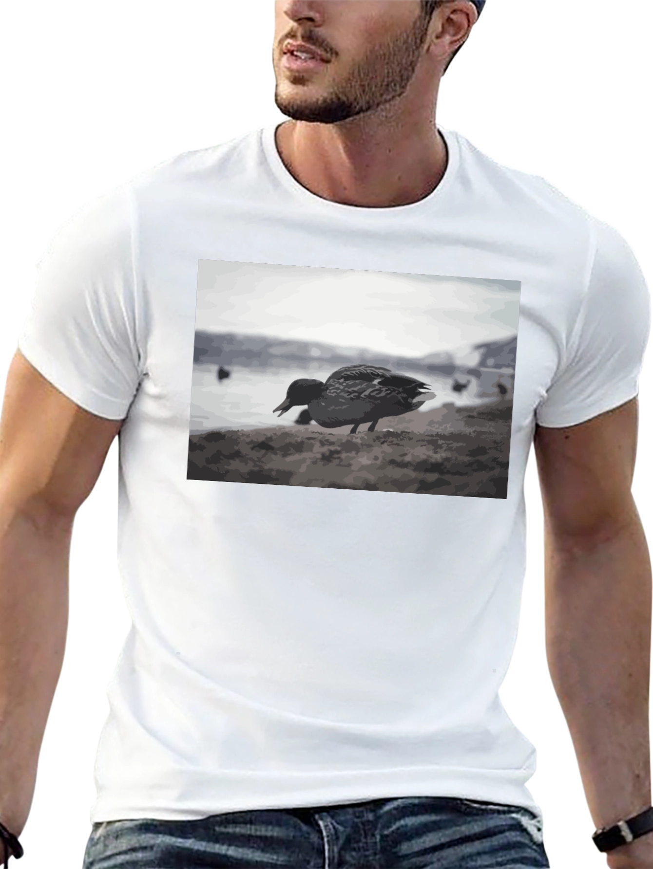 Duck on the Beach Black T-Shirt