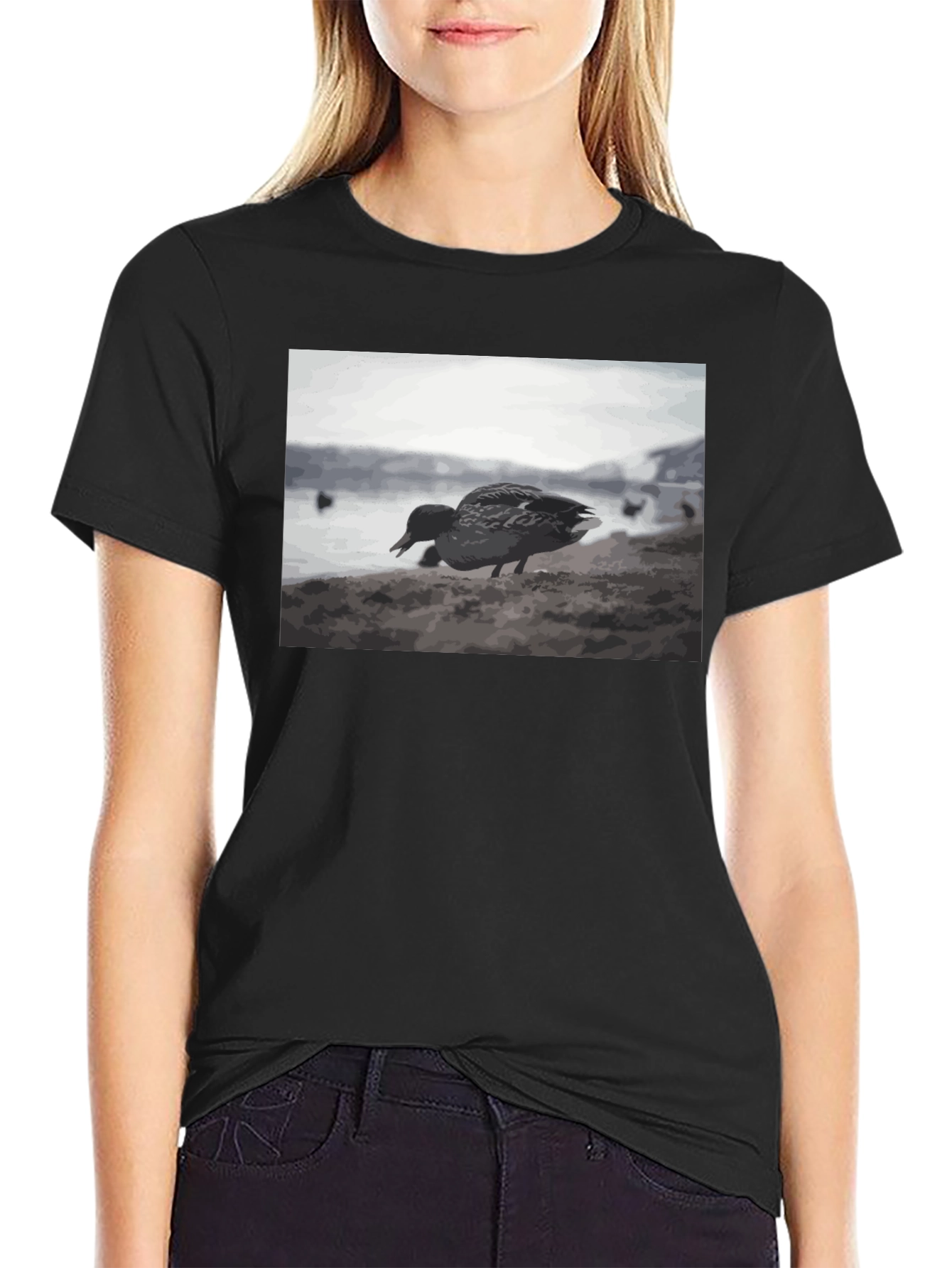 Duck on the Beach Black T-Shirt