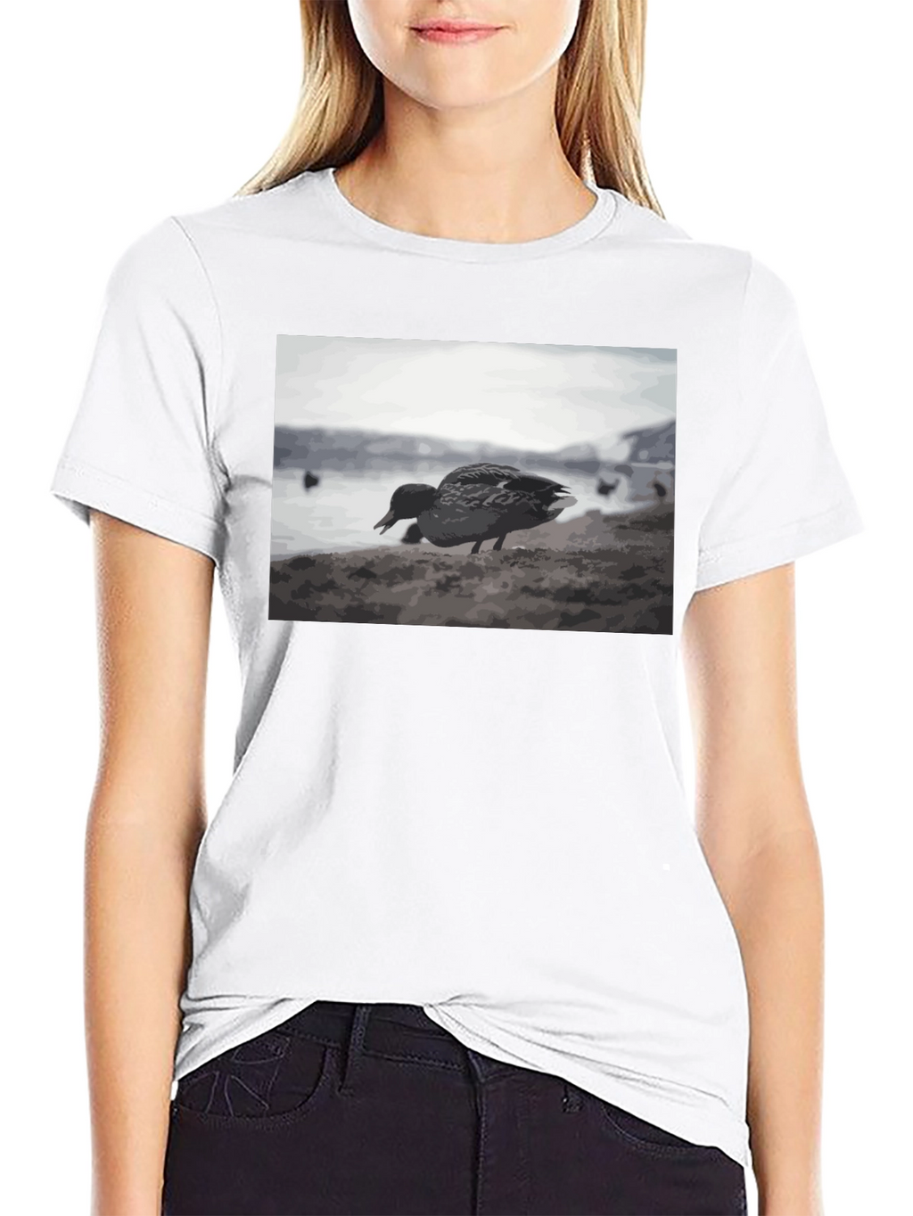 Duck on the Beach Black T-Shirt