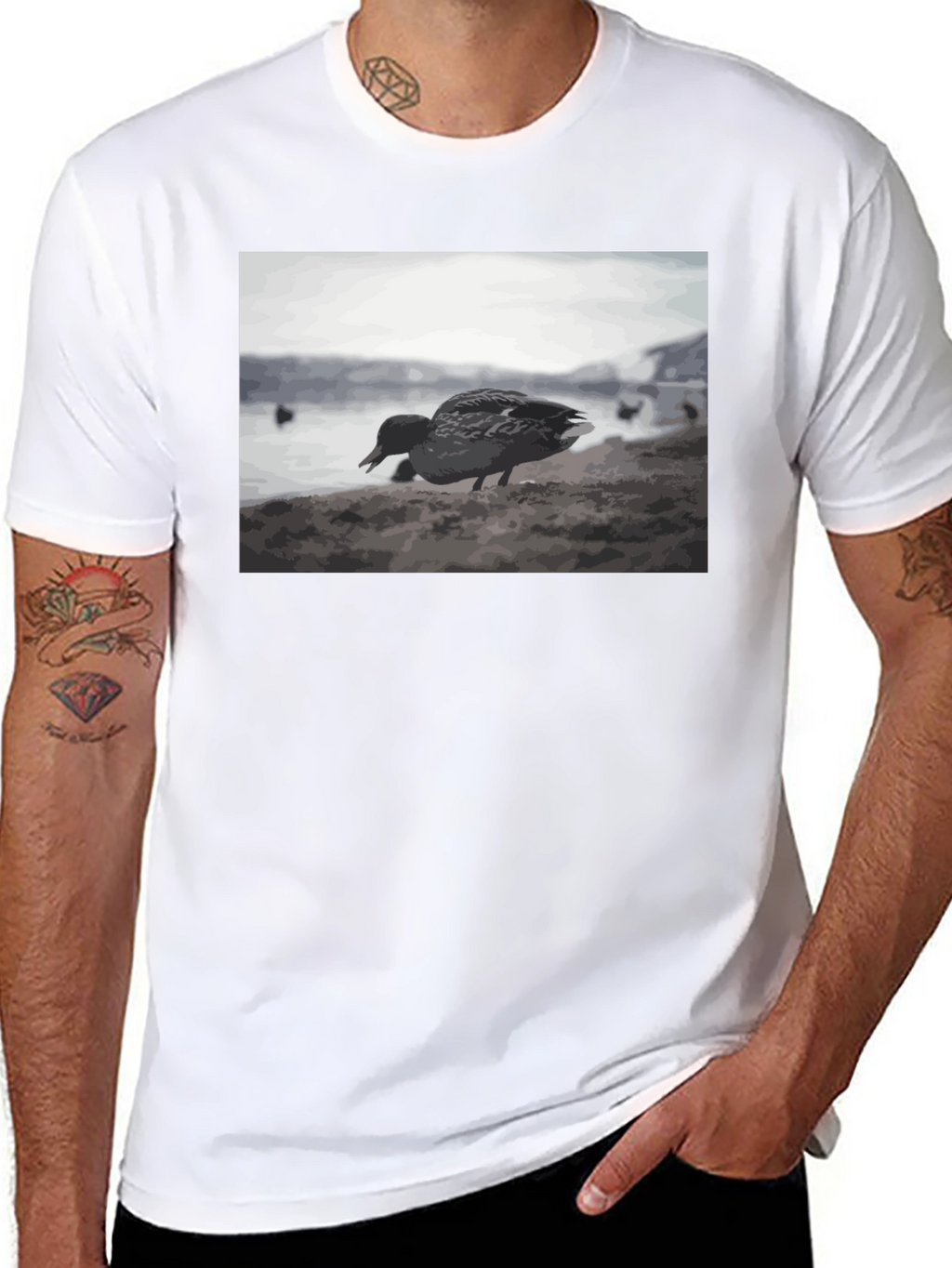 Duck on the Beach Black T-Shirt