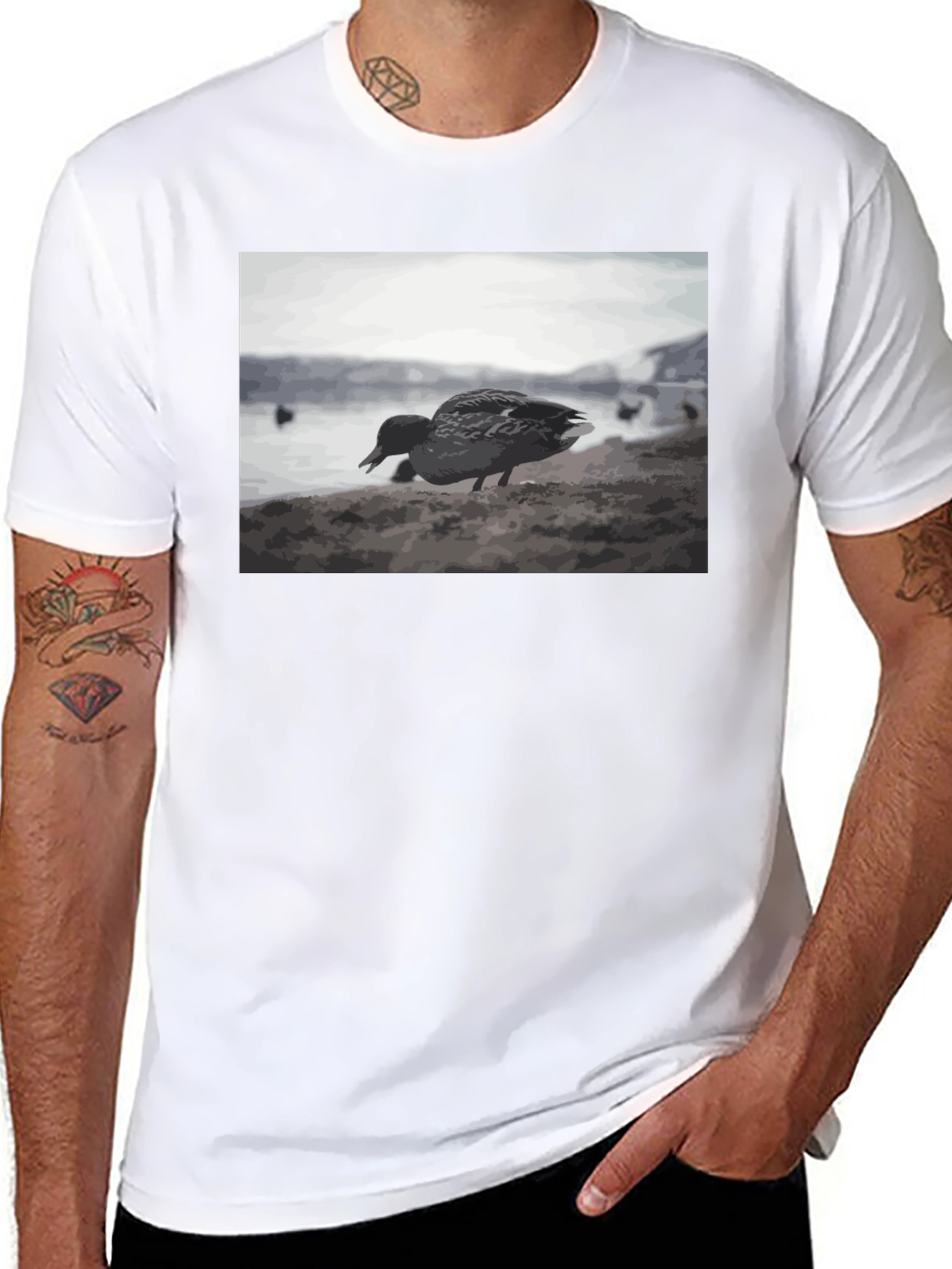 Duck on the Beach Black T-Shirt