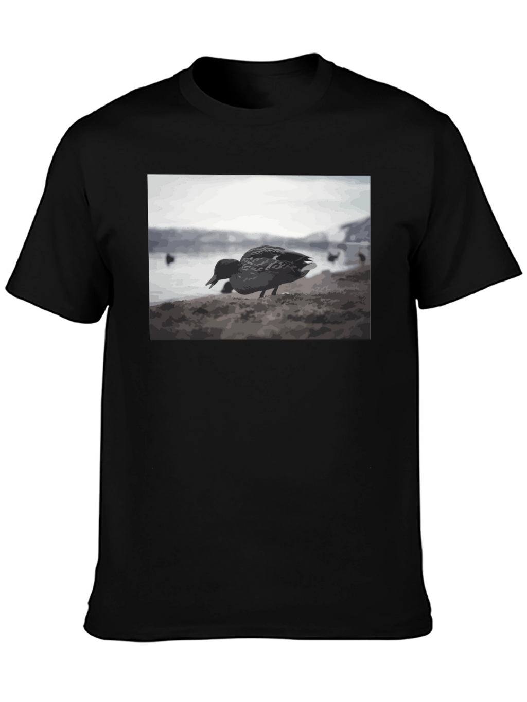Duck on the Beach Black T-Shirt
