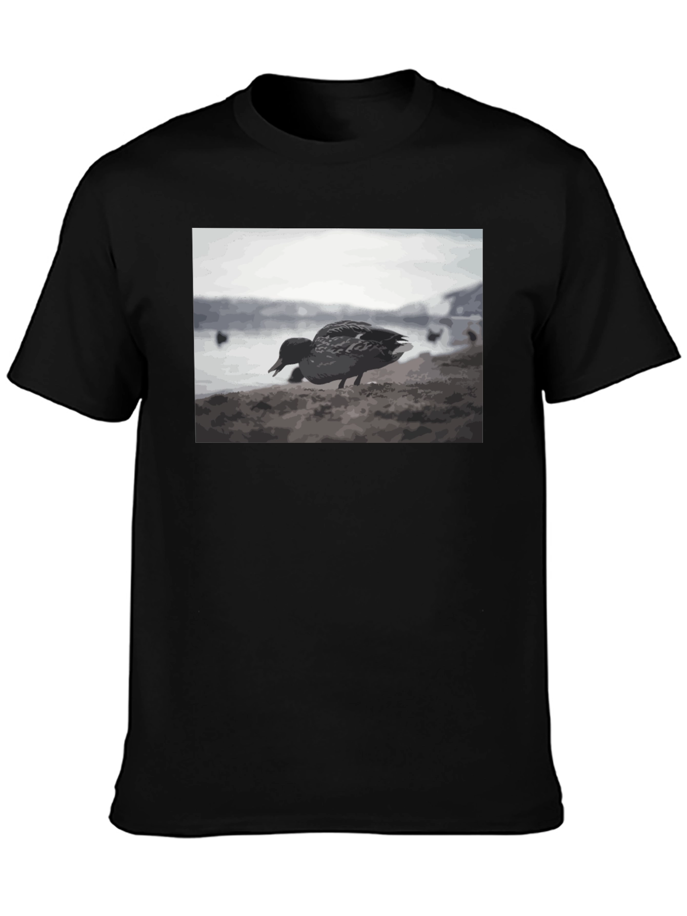 Duck on the Beach Black T-Shirt