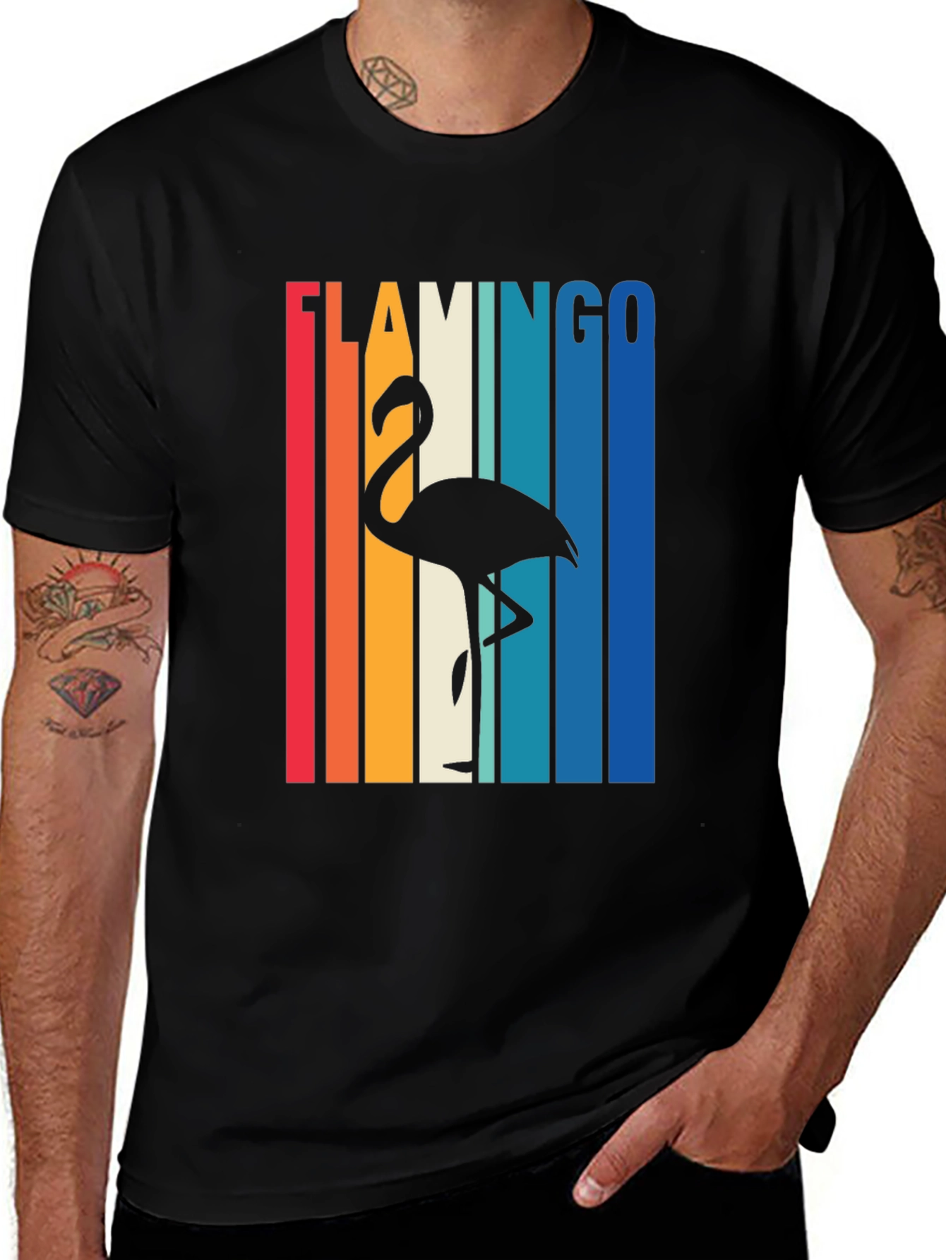Retro Flamingo T-Shirt - Vintage Style Black Tee