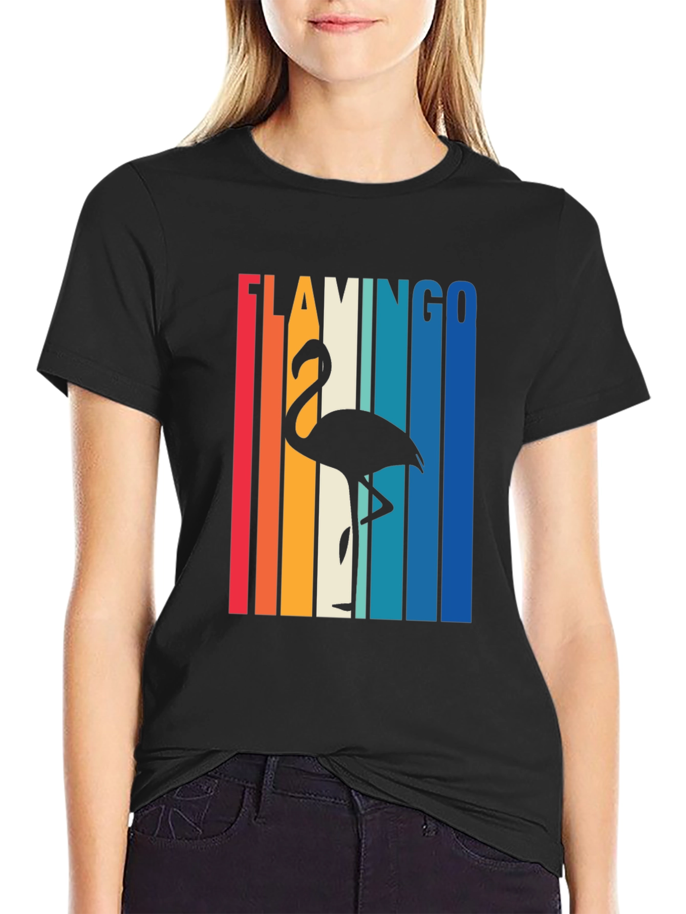 Retro Flamingo T-Shirt - Vintage Style Black Tee