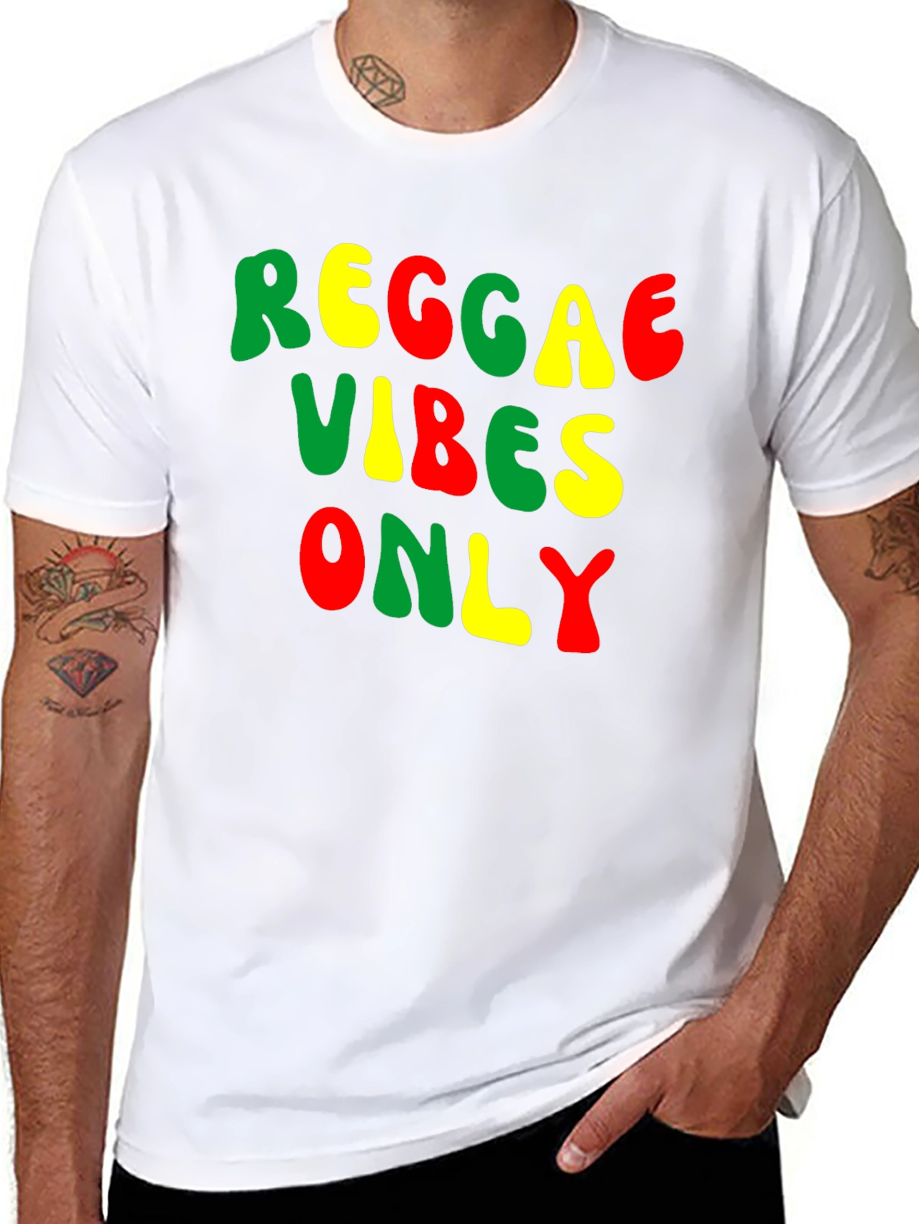 Reggae Vibes Only T-Shirt - Rasta Colors