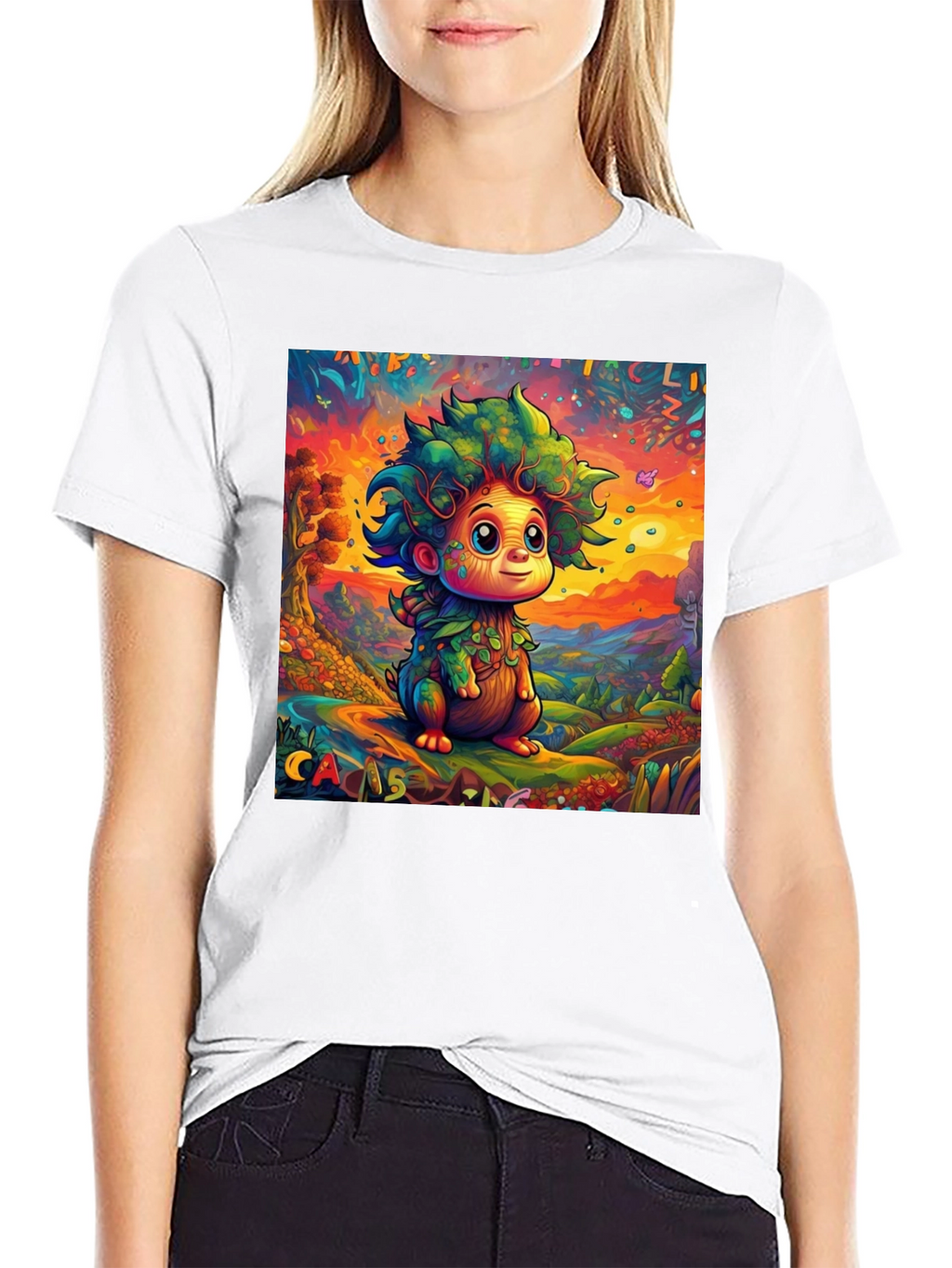 Whimsical Tree Creature Graphic Tee - Unique Design