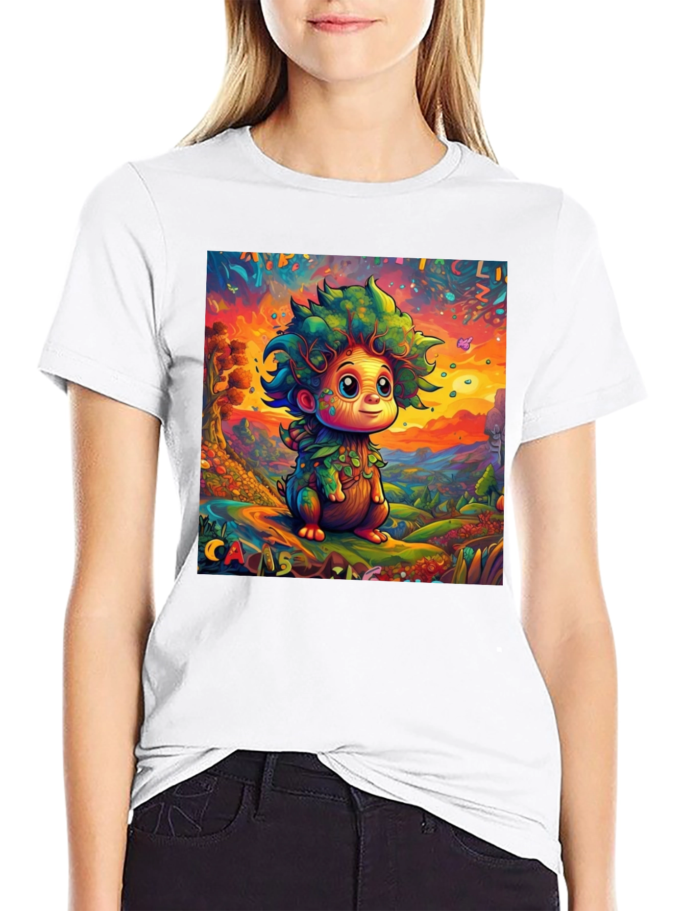Whimsical Tree Creature Graphic Tee - Unique Design