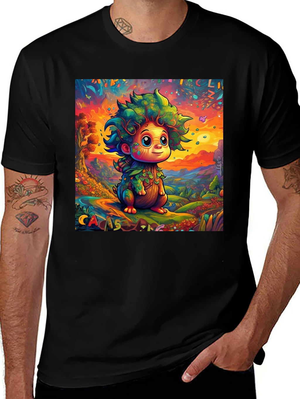 Whimsical Tree Creature Graphic Tee - Unique Design