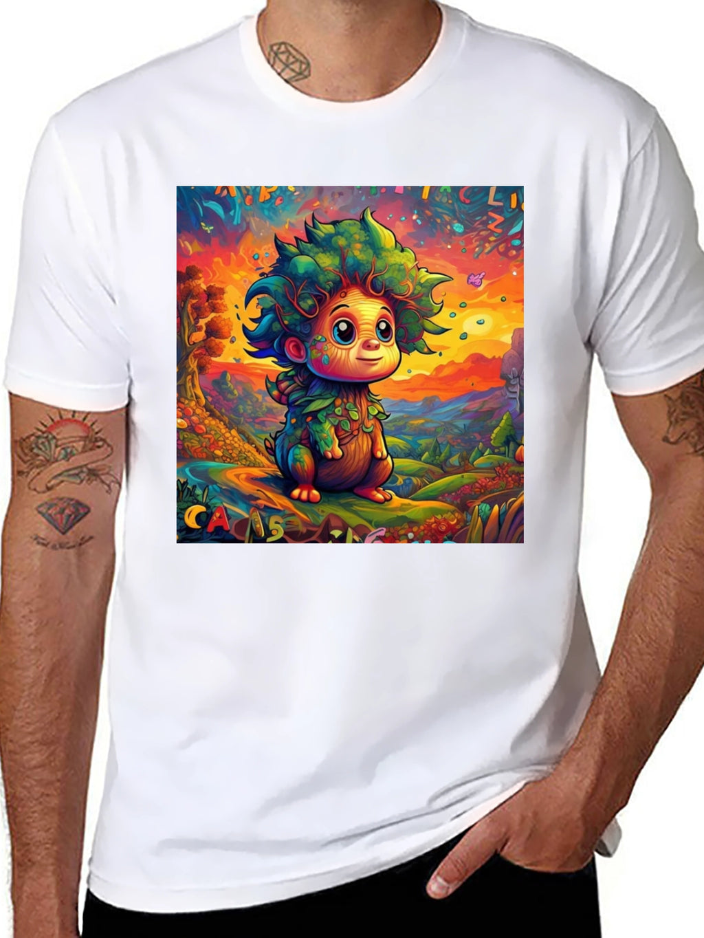 Whimsical Tree Creature Graphic Tee - Unique Design