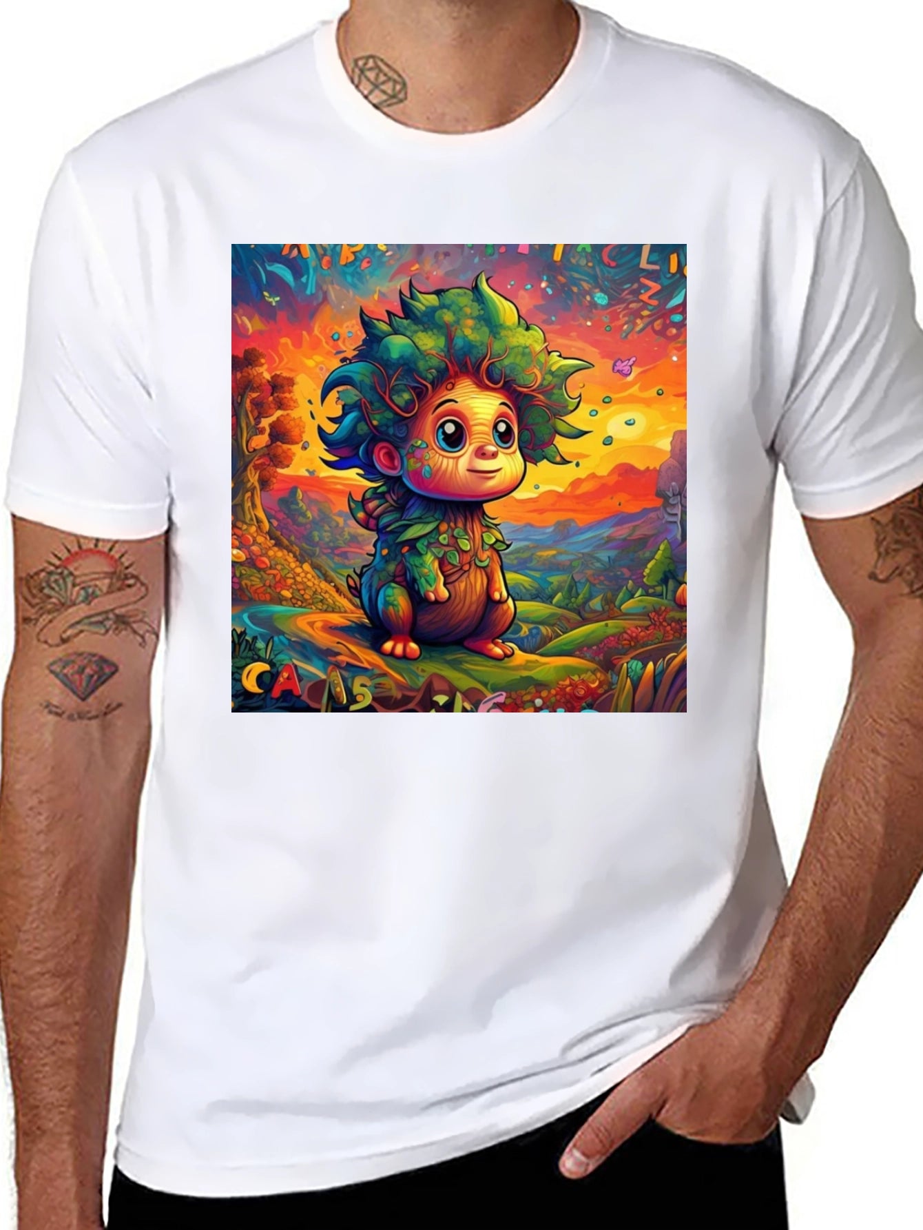 Whimsical Tree Creature Graphic Tee - Unique Design
