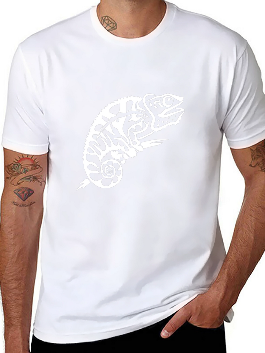 Black Chameleon Graphic Tee - Unique Reptile Design