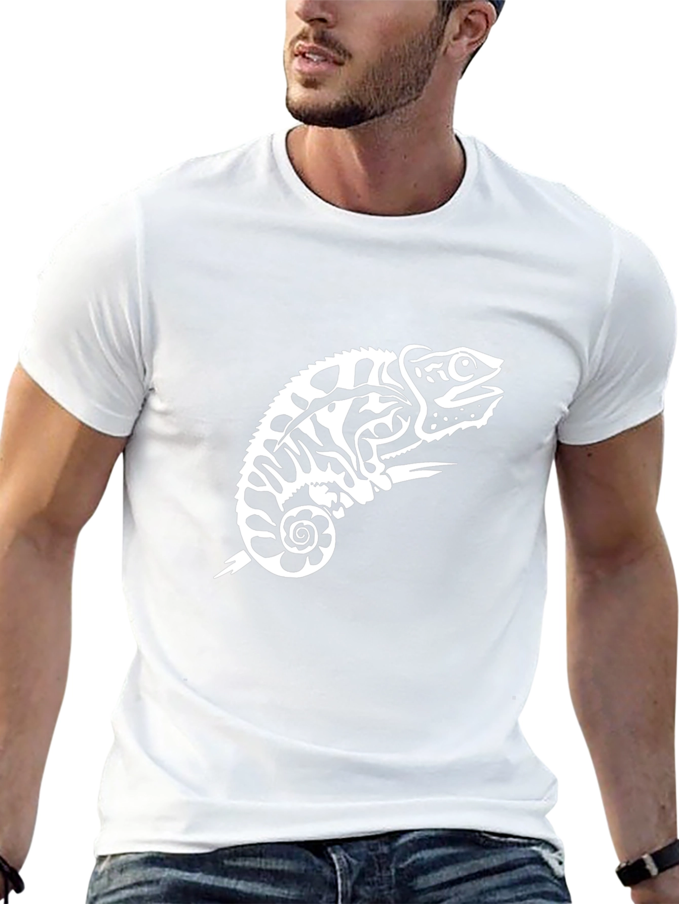 Black Chameleon Graphic Tee - Unique Reptile Design