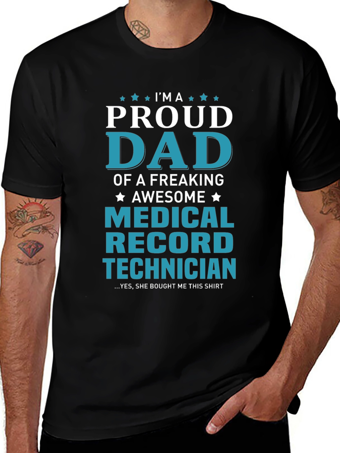 Proud Dad Medical Record Technician Graphic Tee