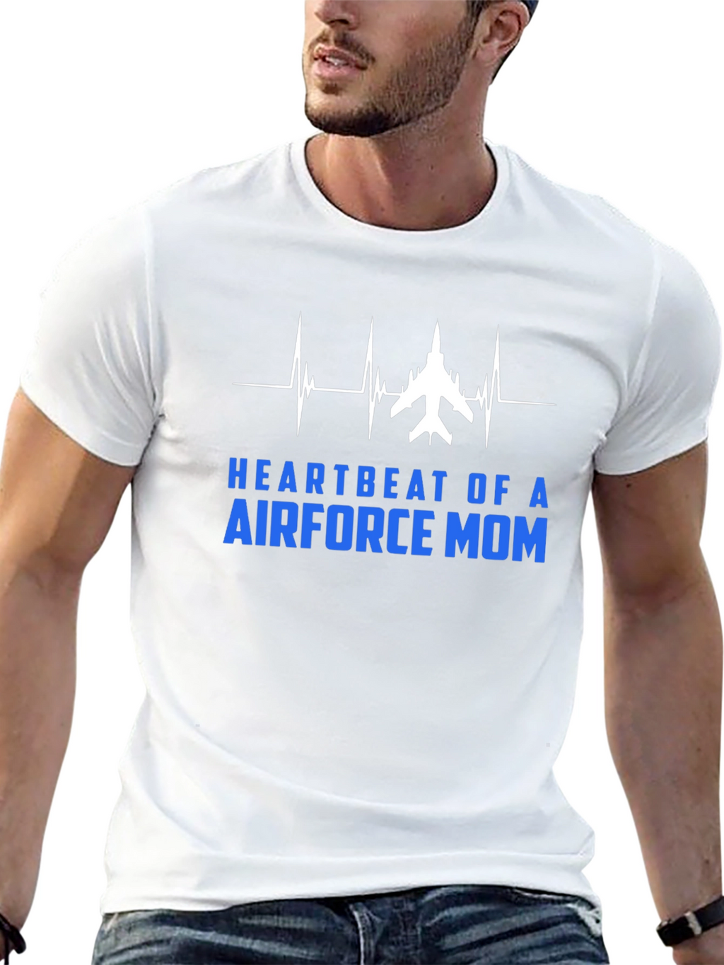 Air Force Mom Heartbeat Graphic T-Shirt