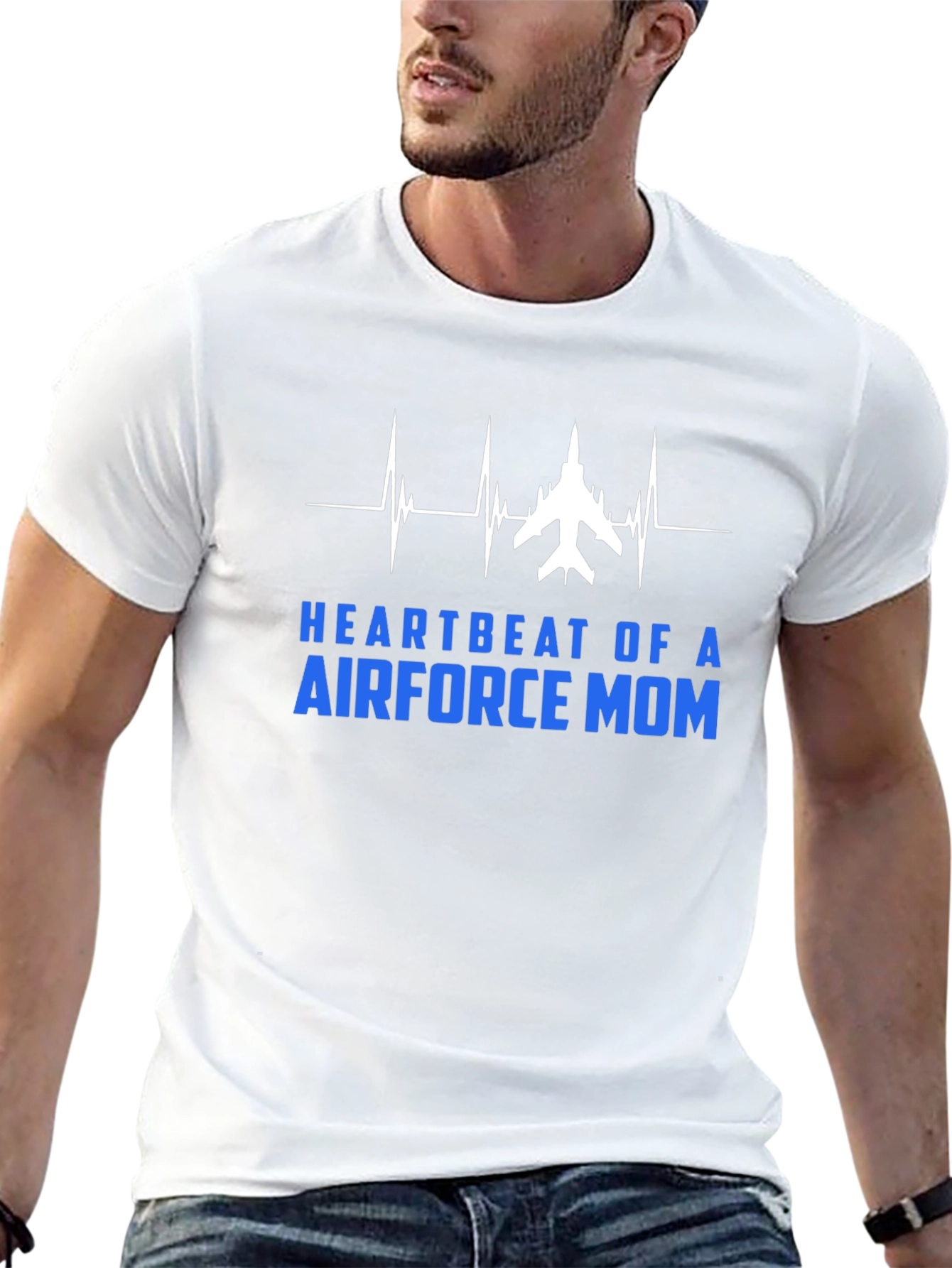 Air Force Mom Heartbeat Graphic T-Shirt