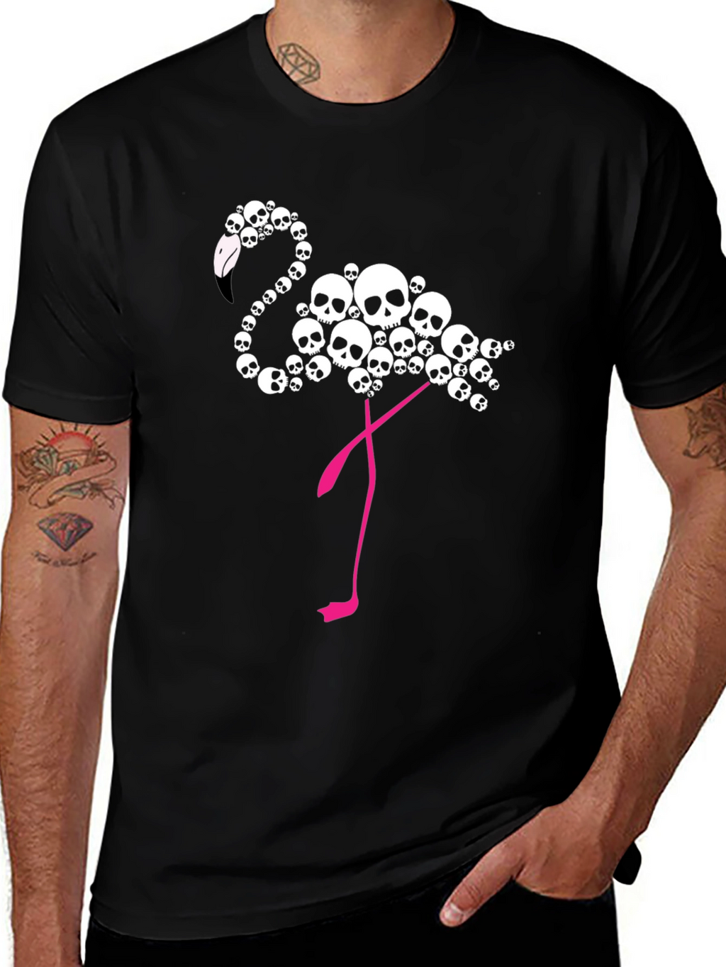 Skull Flamingo Graphic T-Shirt