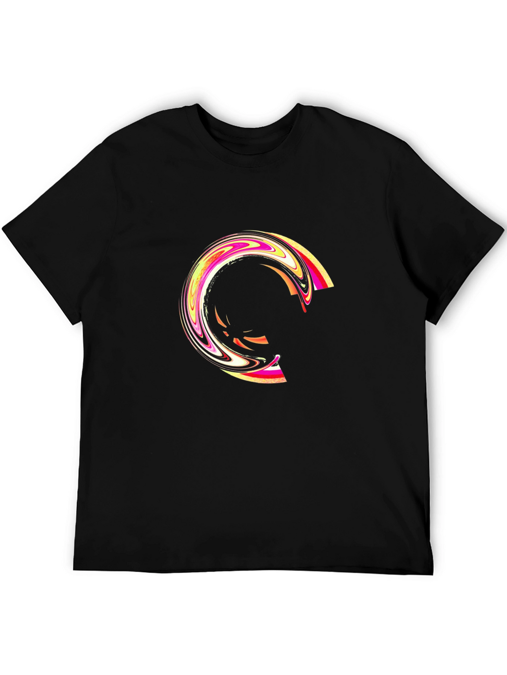 Abstract Swirl Graphic Black T-Shirt