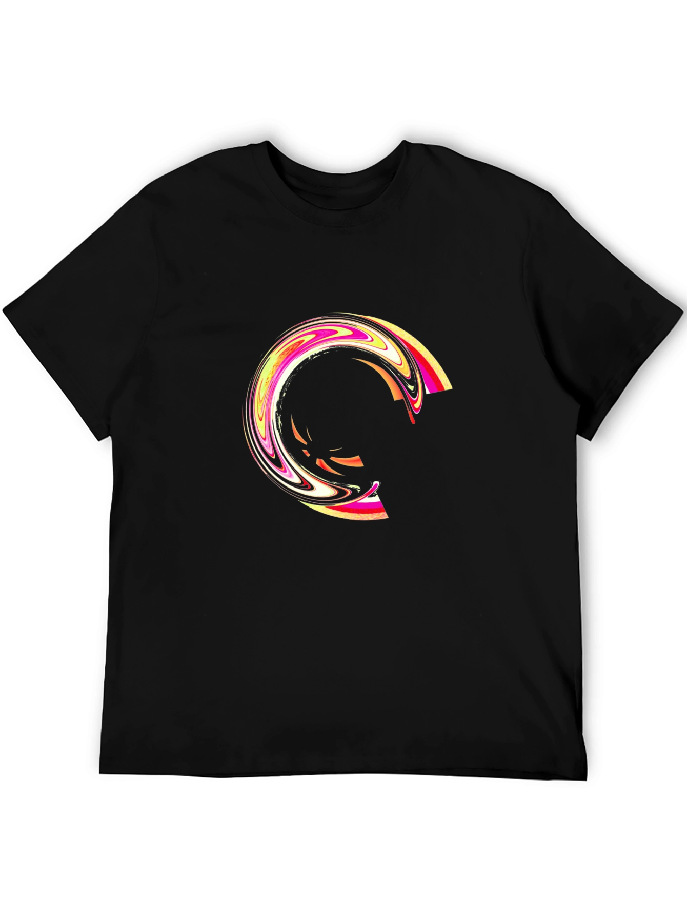 Abstract Swirl Graphic Black T-Shirt