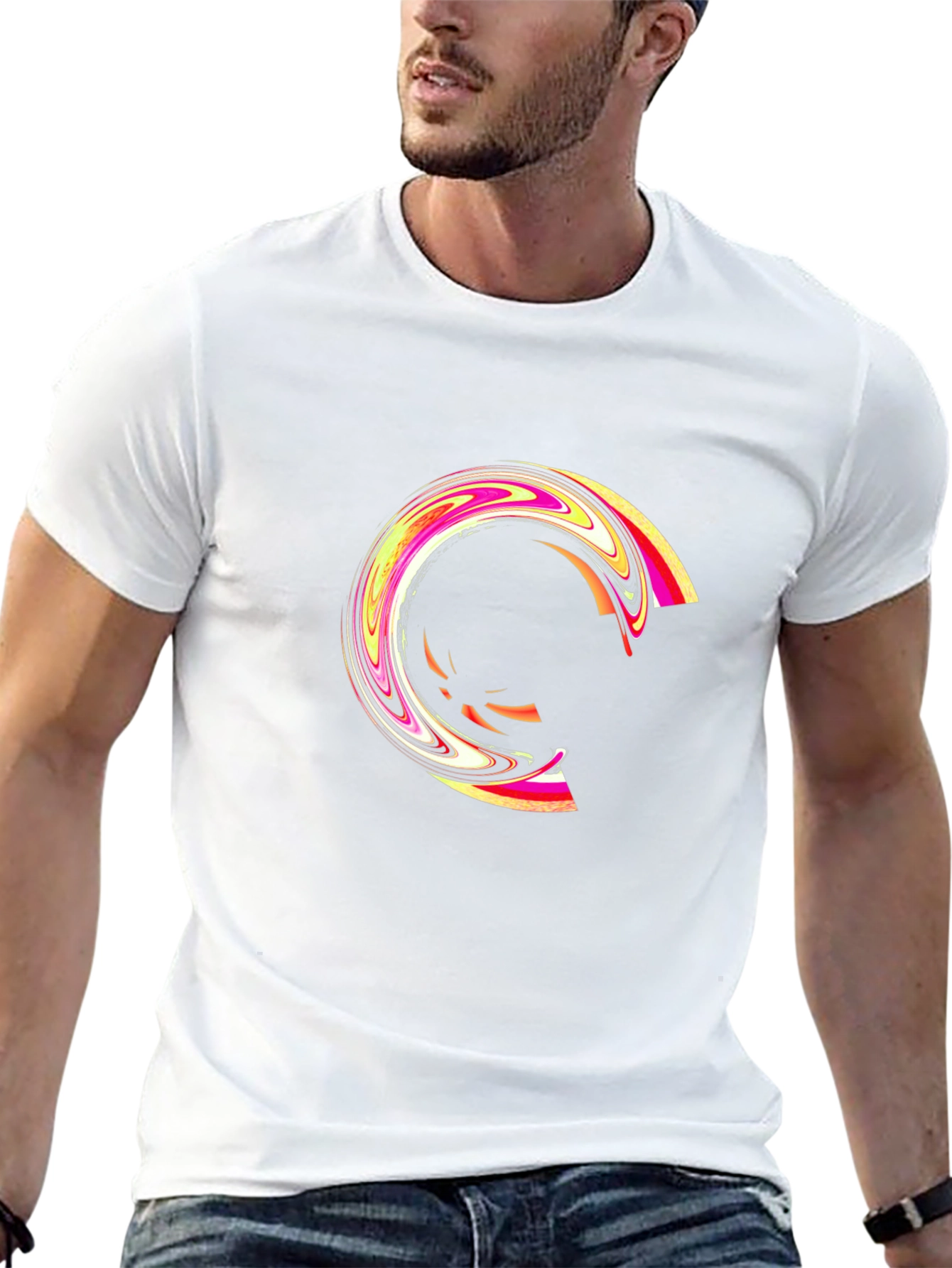 Abstract Swirl Graphic Black T-Shirt