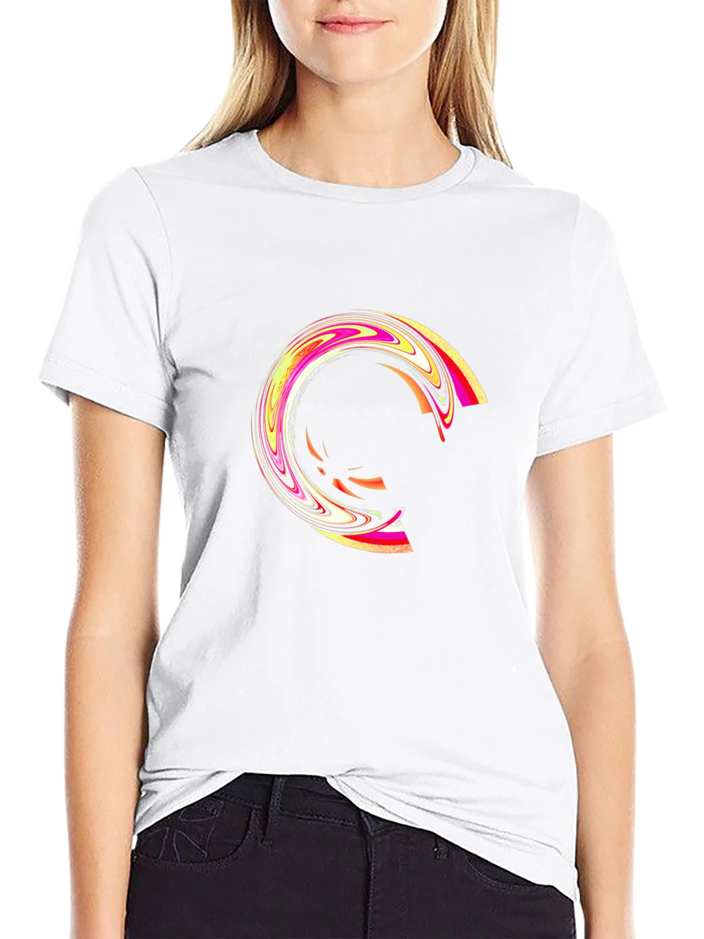 Abstract Swirl Graphic Black T-Shirt