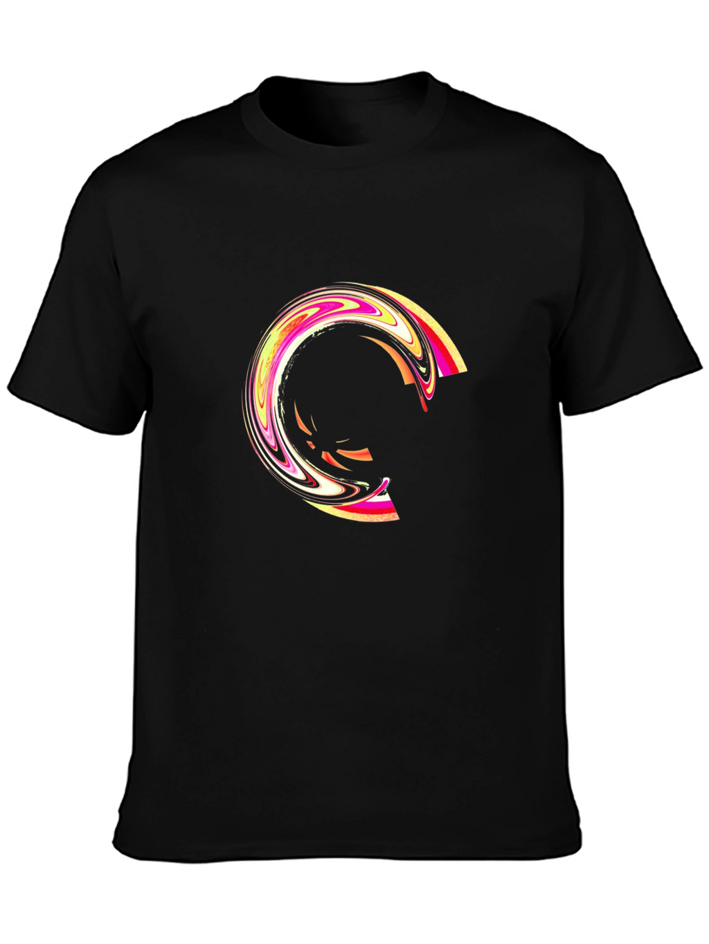 Abstract Swirl Graphic Black T-Shirt