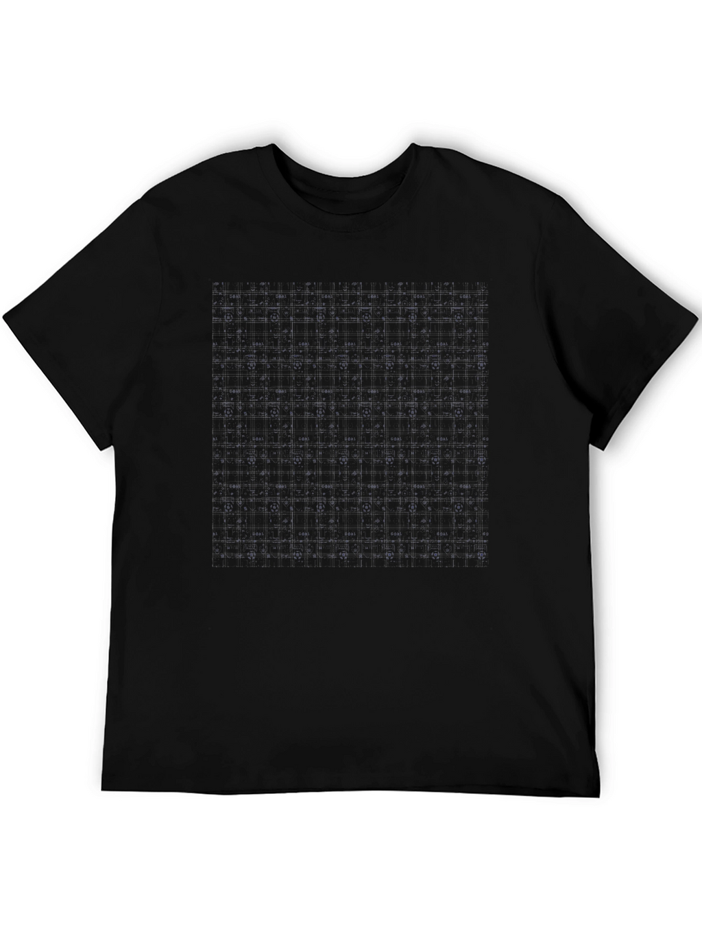 Modern Grid Pattern Black T-Shirt