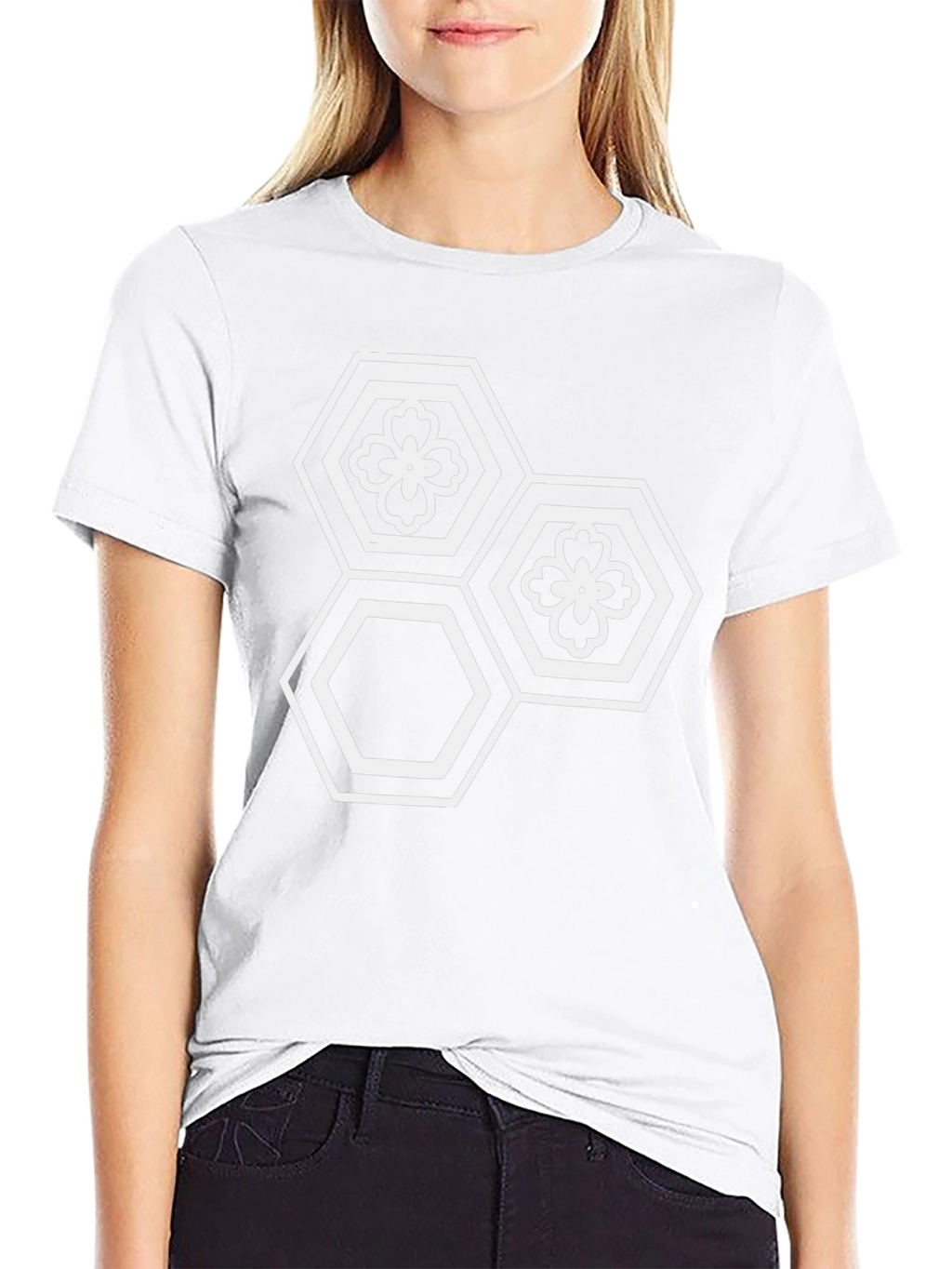 Hexagon Flower Graphic Tee - Modern Geometric Design