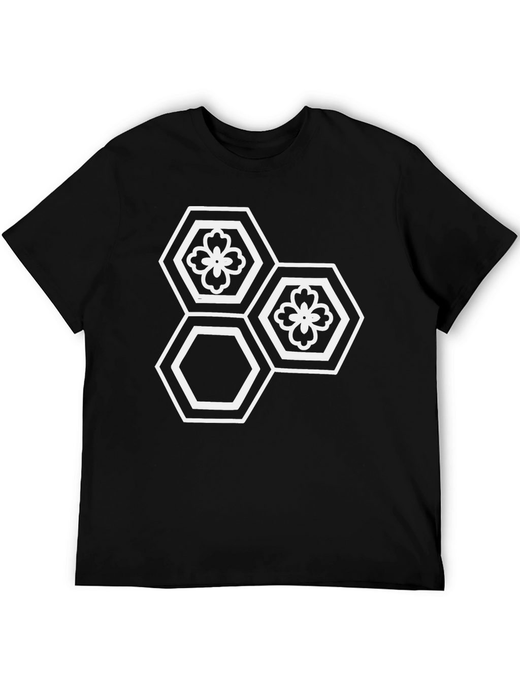 Hexagon Flower Graphic Tee - Modern Geometric Design
