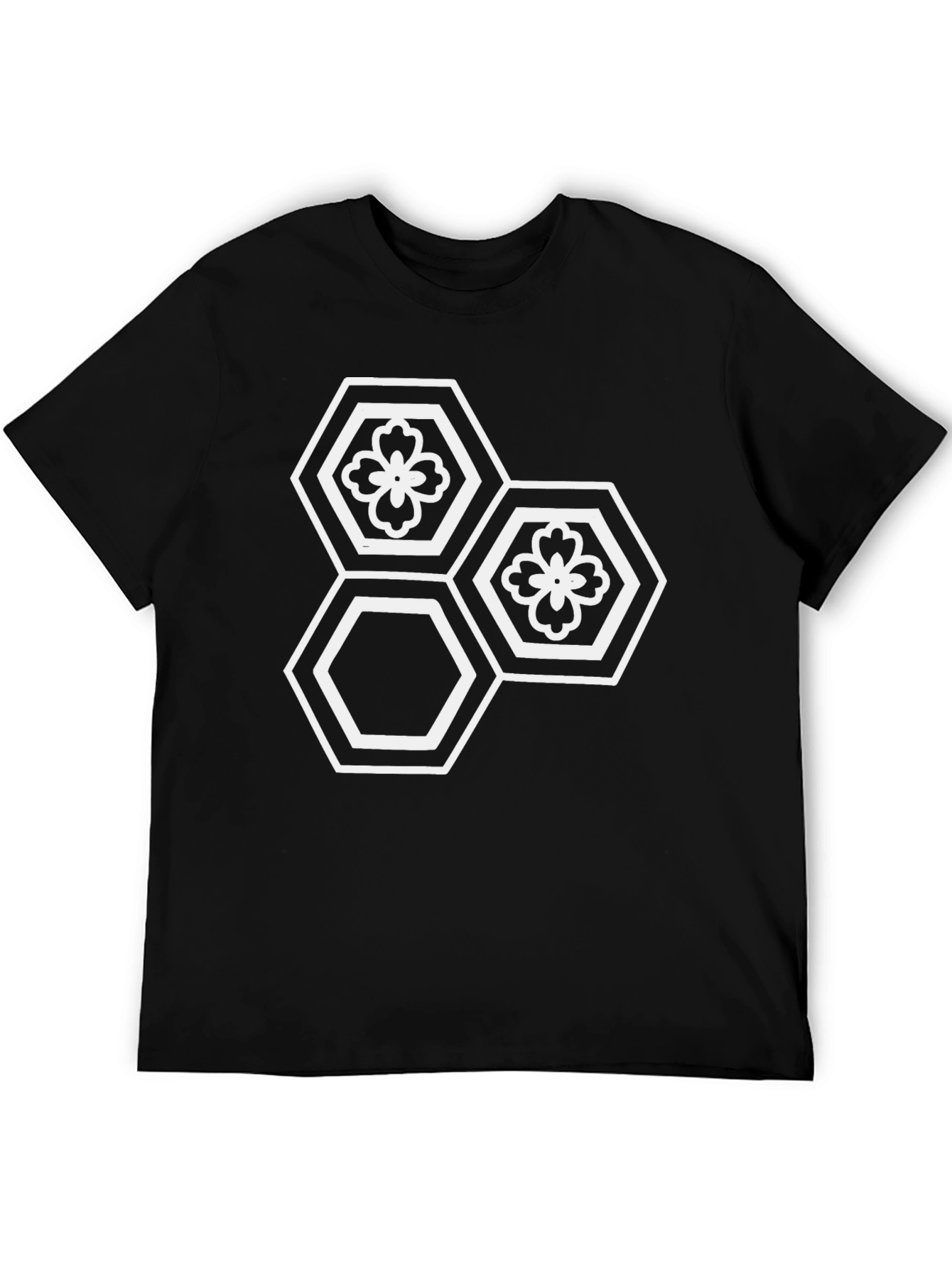Hexagon Flower Graphic Tee - Modern Geometric Design