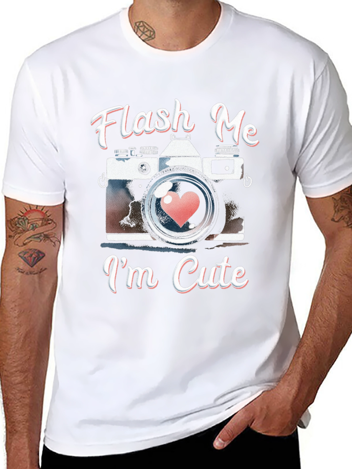 Flash Me Im Cute Camera Graphic T-Shirt