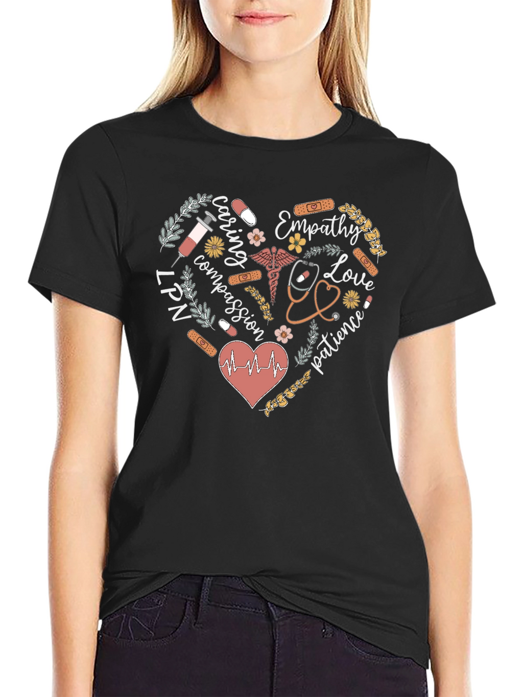 LPN Nurse Heart Graphic Tee